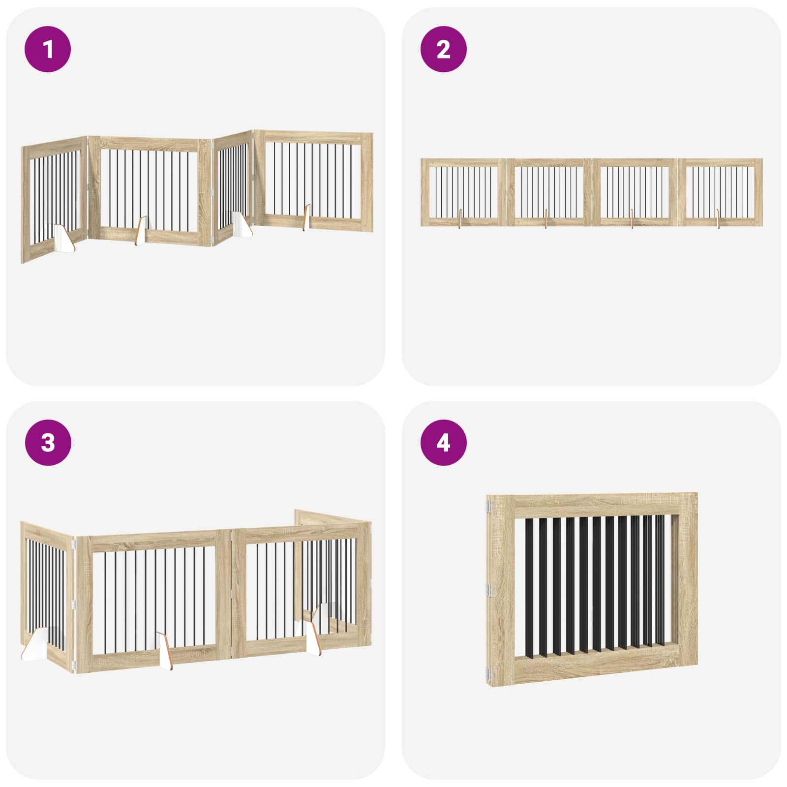Foldable Dog Gate with Stands 4 pcs Sonoma Oak 401 cm