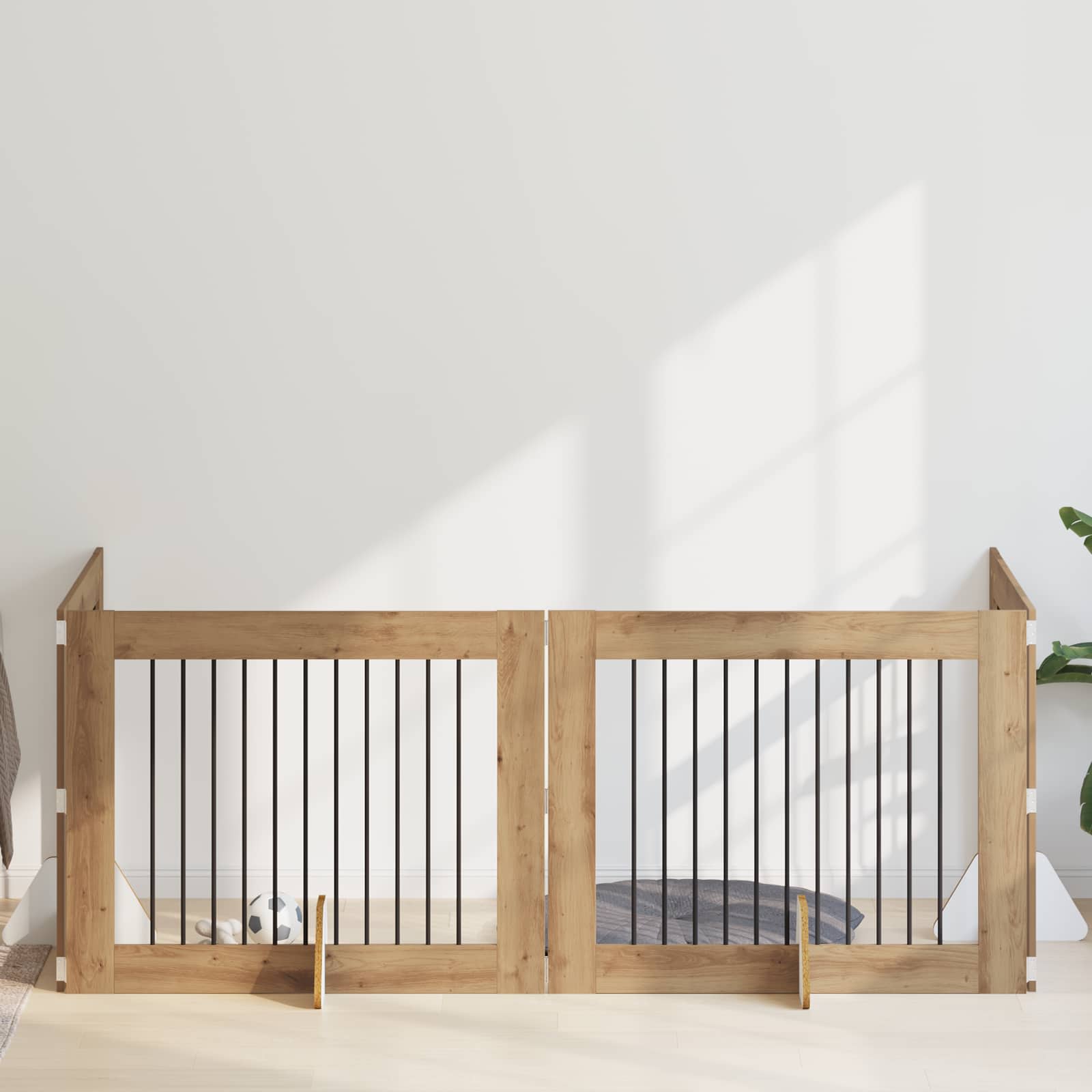 Dog Gate with Stands 4 pcs Artisan Oak 100 x 80 cm