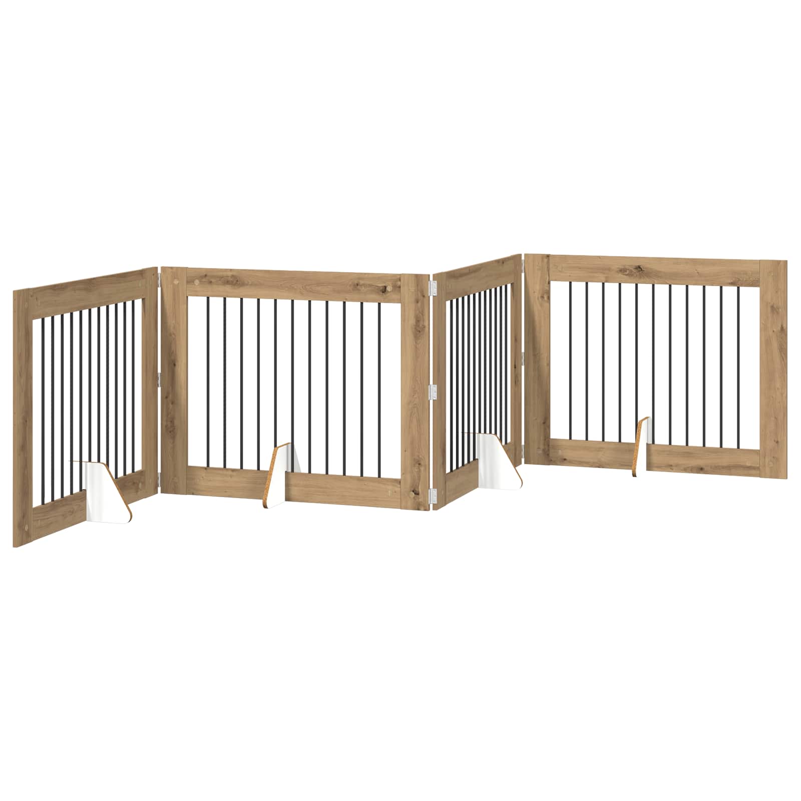 Dog Gate with Stands 4 pcs Artisan Oak 100 x 80 cm
