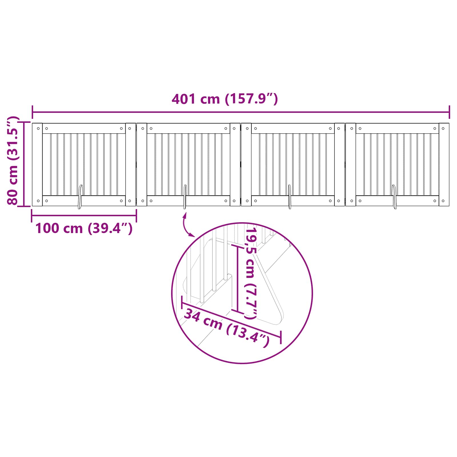 Foldable Dog Gate with Stands 4 pcs Artisan Oak 401 cm