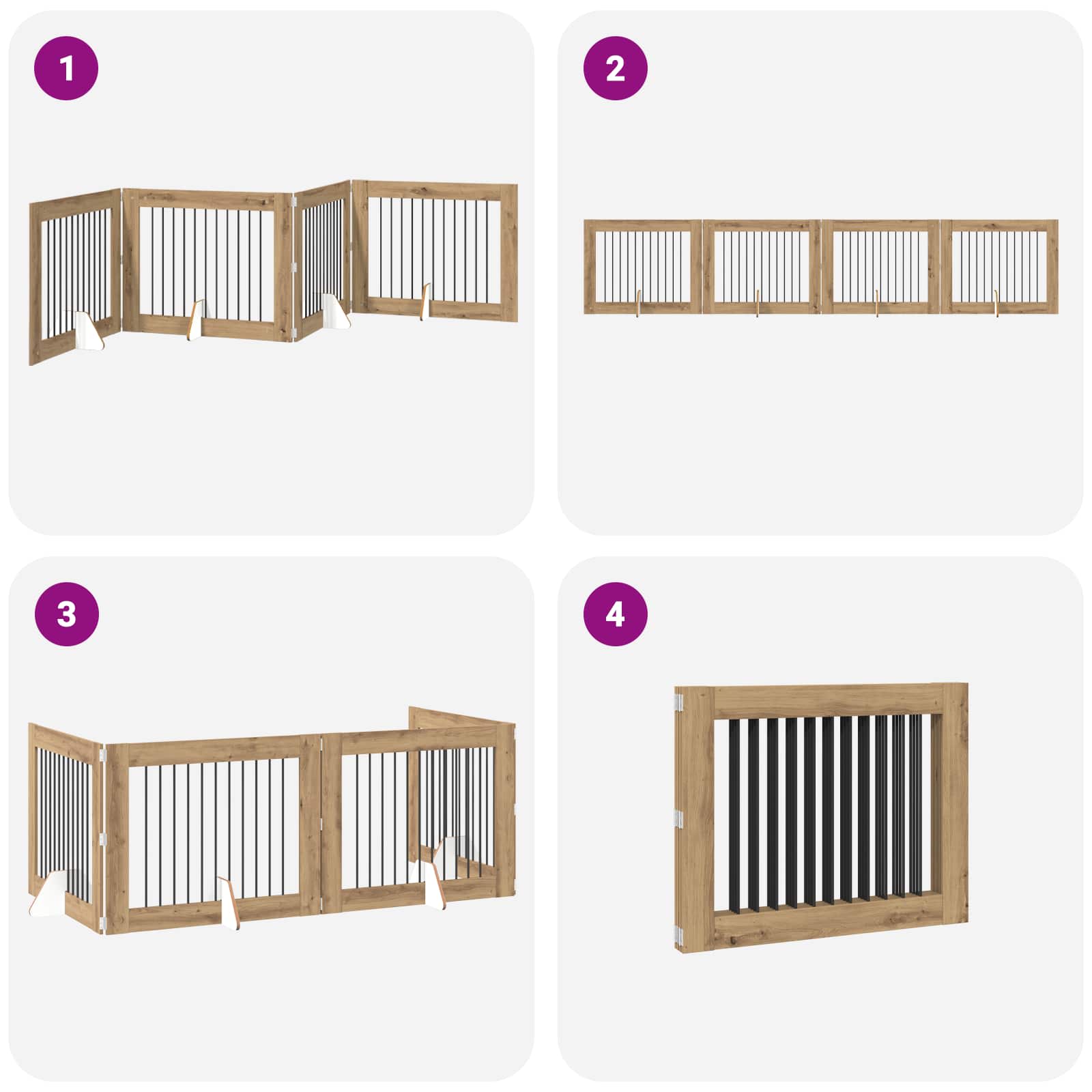Foldable Dog Gate with Stands 4 pcs Artisan Oak 401 cm