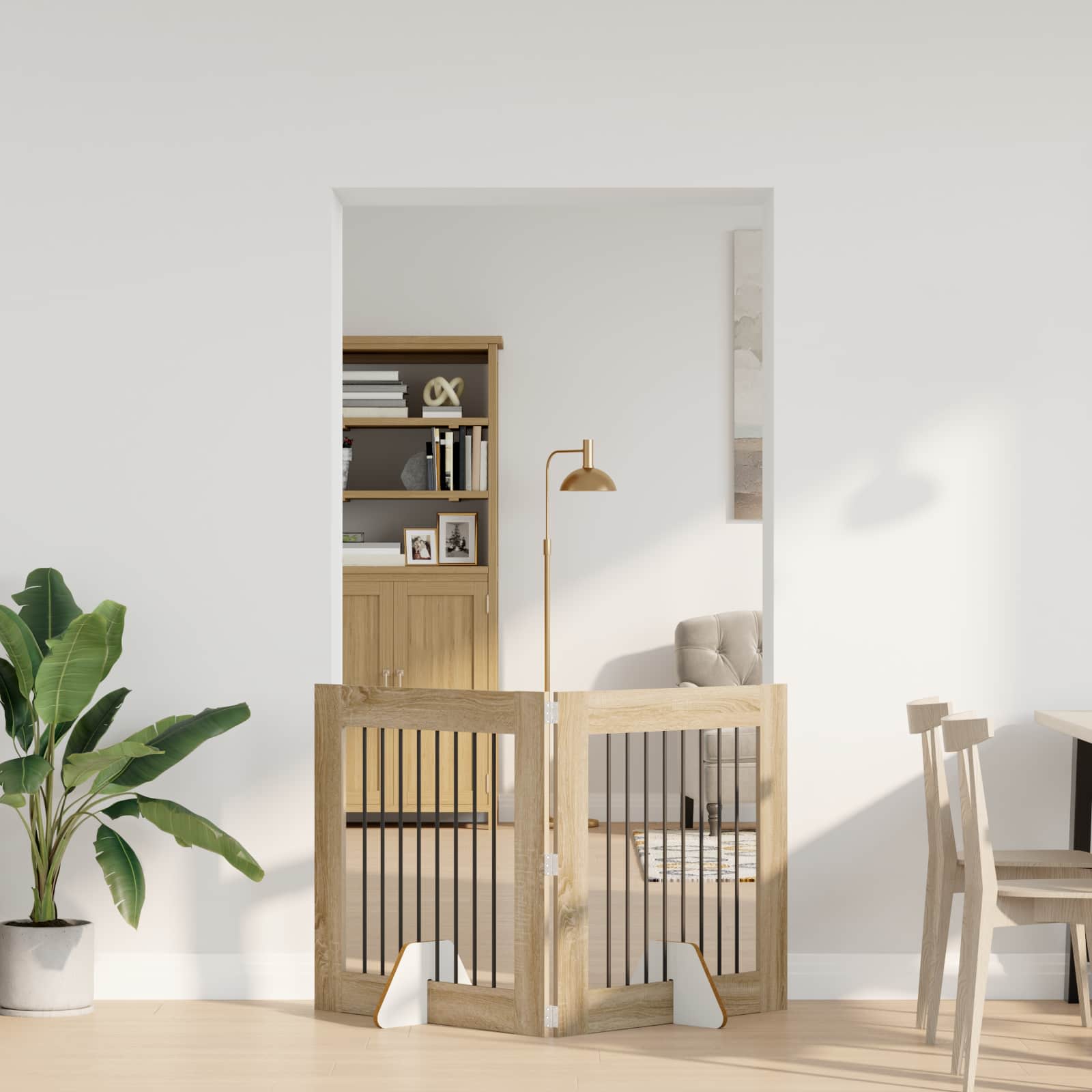 Foldable Dog Gate with Stands 2 pcs Sonoma Oak 160.5 cm