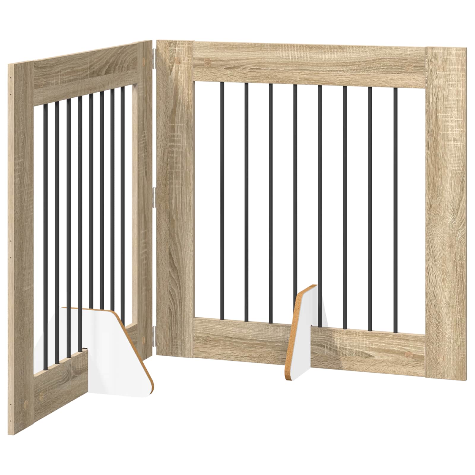 Foldable Dog Gate with Stands 2 pcs Sonoma Oak 160.5 cm