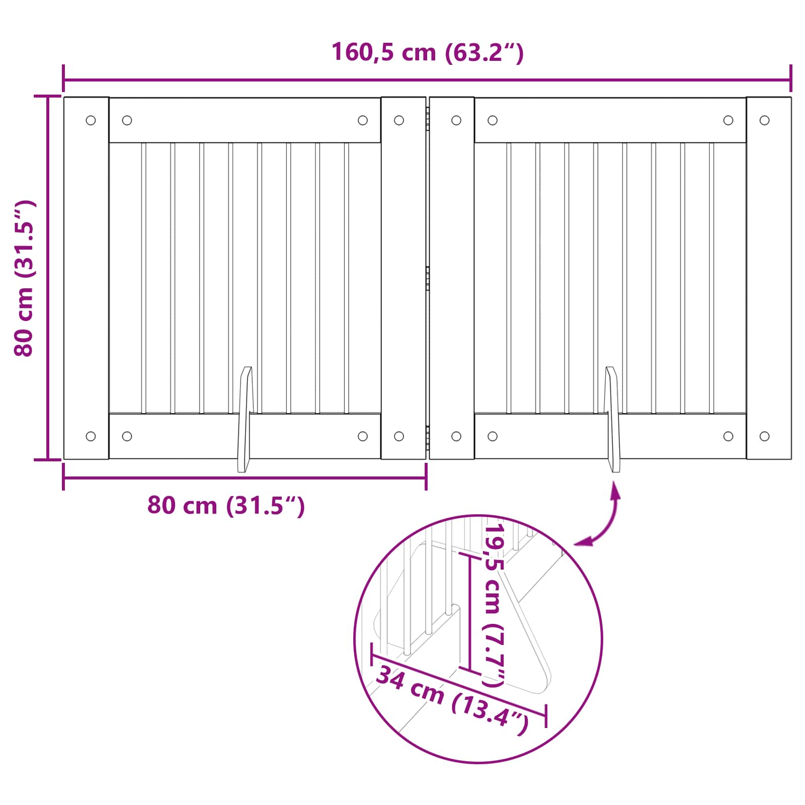 Foldable Dog Gate with Stands 2 pcs Sonoma Oak 160.5 cm