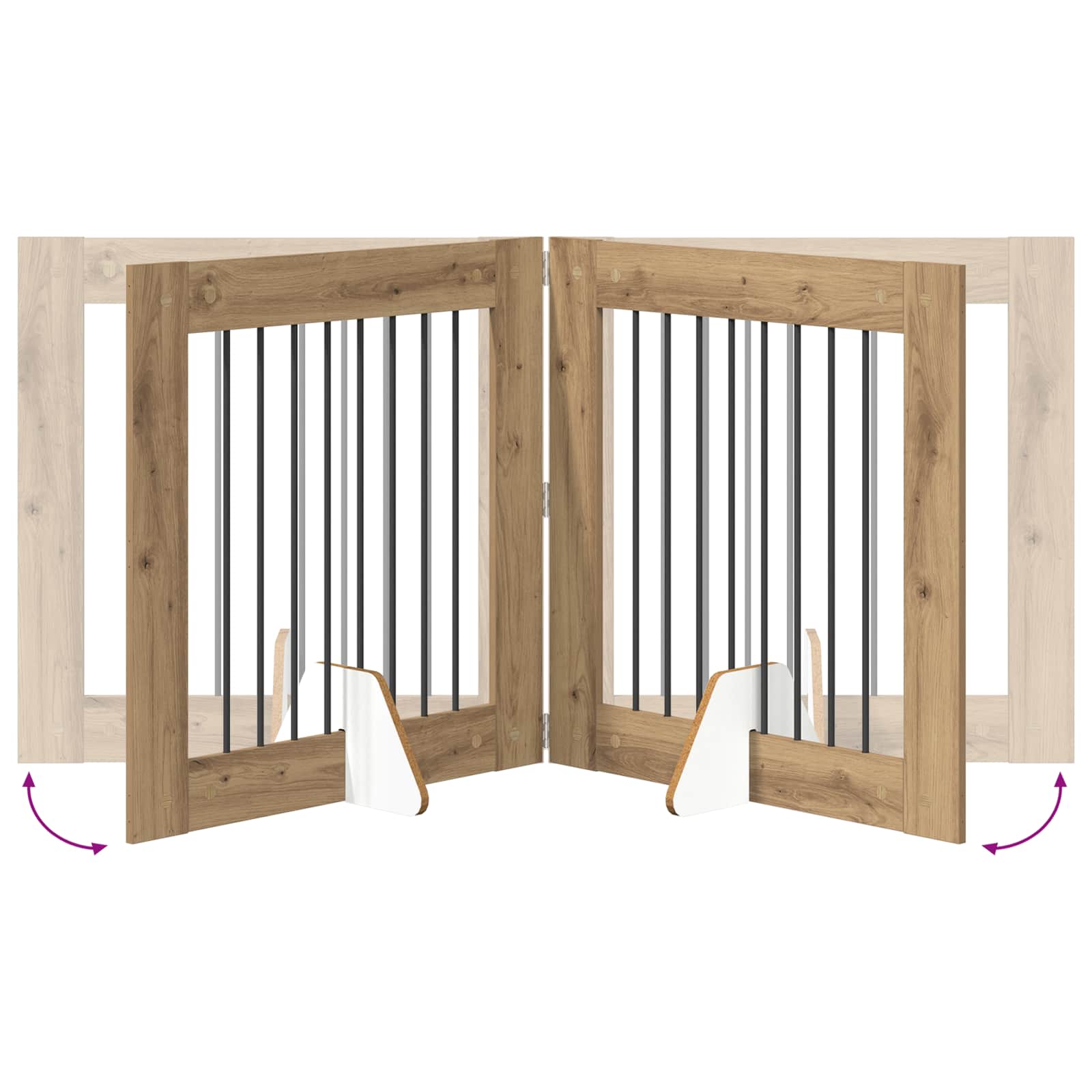 Foldable Dog Gate with Stands 2 pcs Artisan Oak 160.5 cm