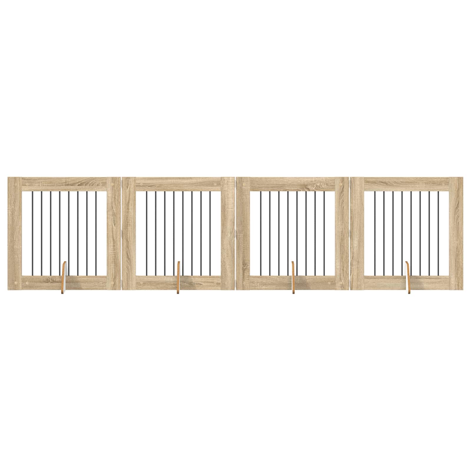 Foldable Dog Gate with Stands 4 pcs Sonoma Oak 321 cm