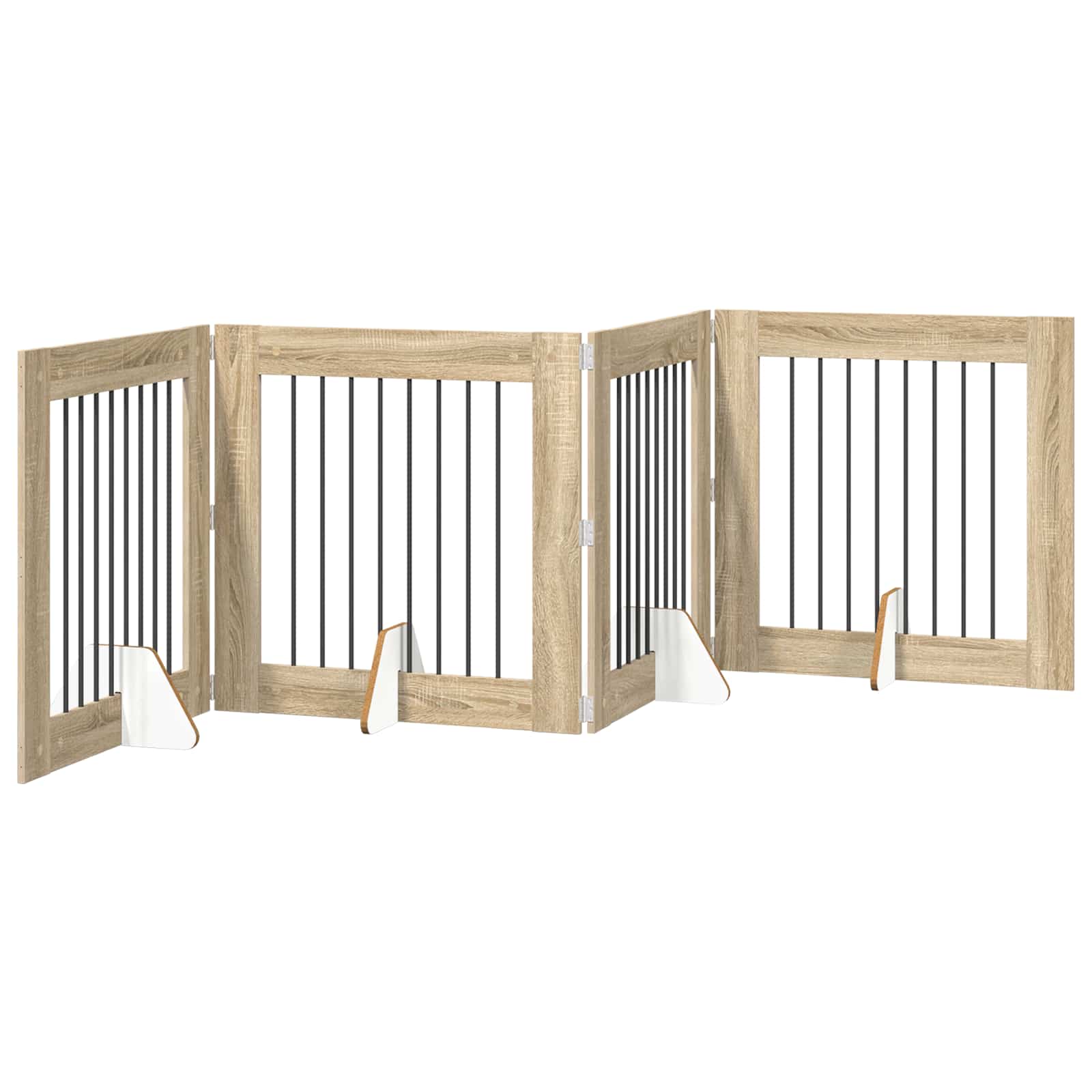 Foldable Dog Gate with Stands 4 pcs Sonoma Oak 321 cm