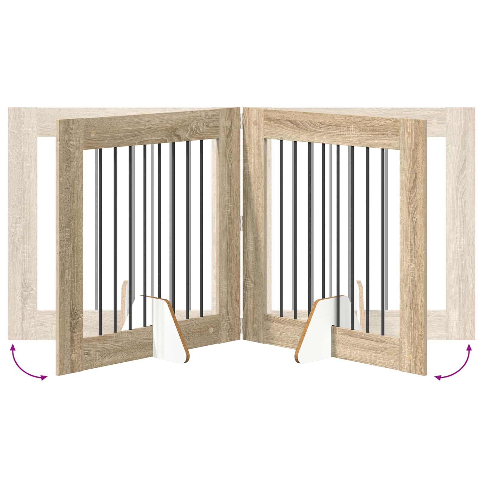 Foldable Dog Gate with Stands 4 pcs Sonoma Oak 321 cm