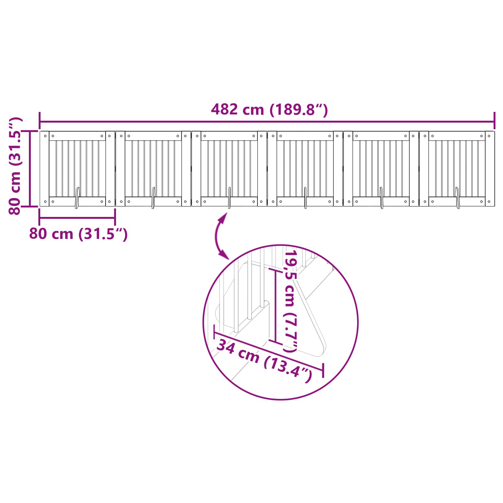 Foldable Dog Gate with Stands 6 pcs Sonoma Oak 482 cm