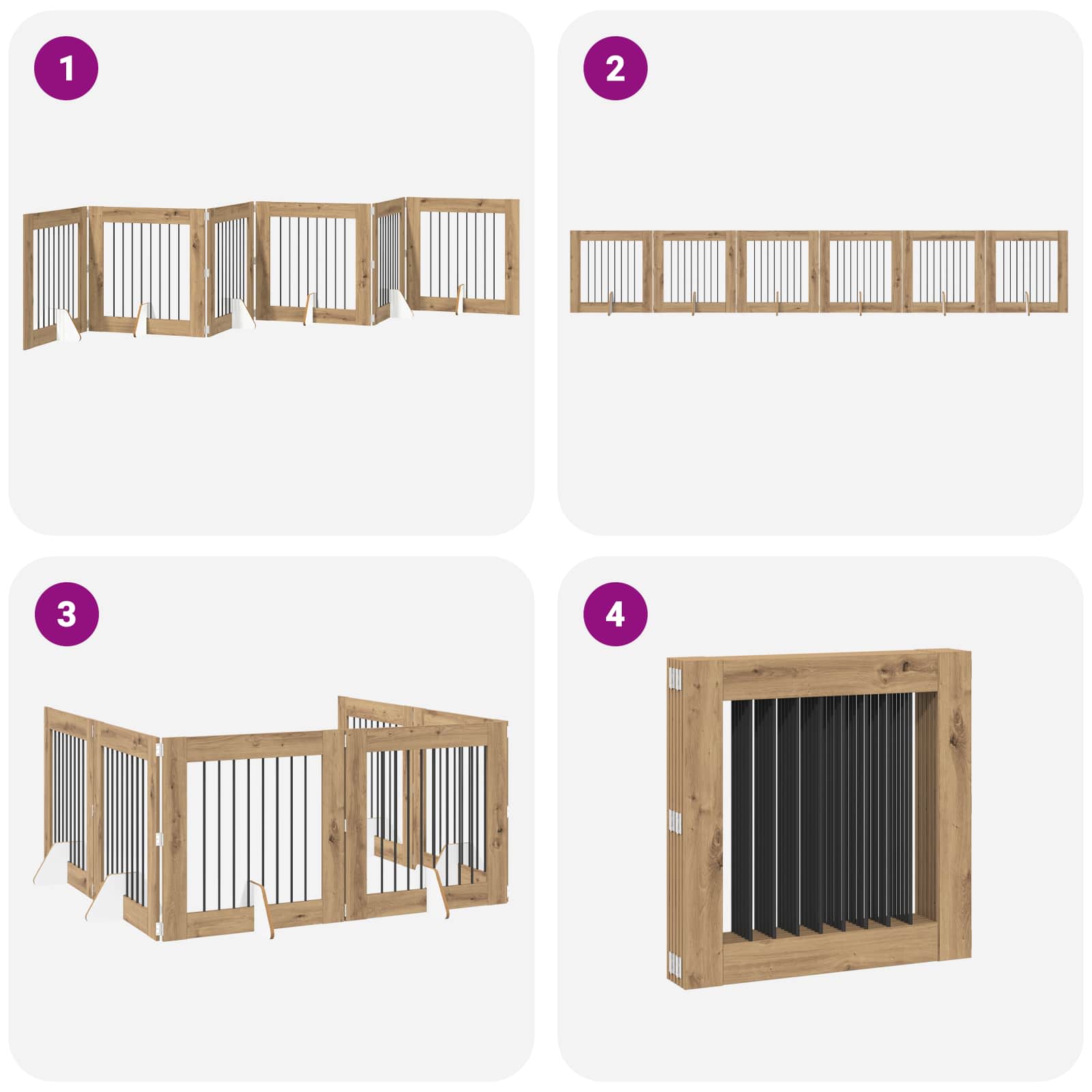 Foldable Dog Gate with Stands 6 pcs Artisan Oak 482 cm