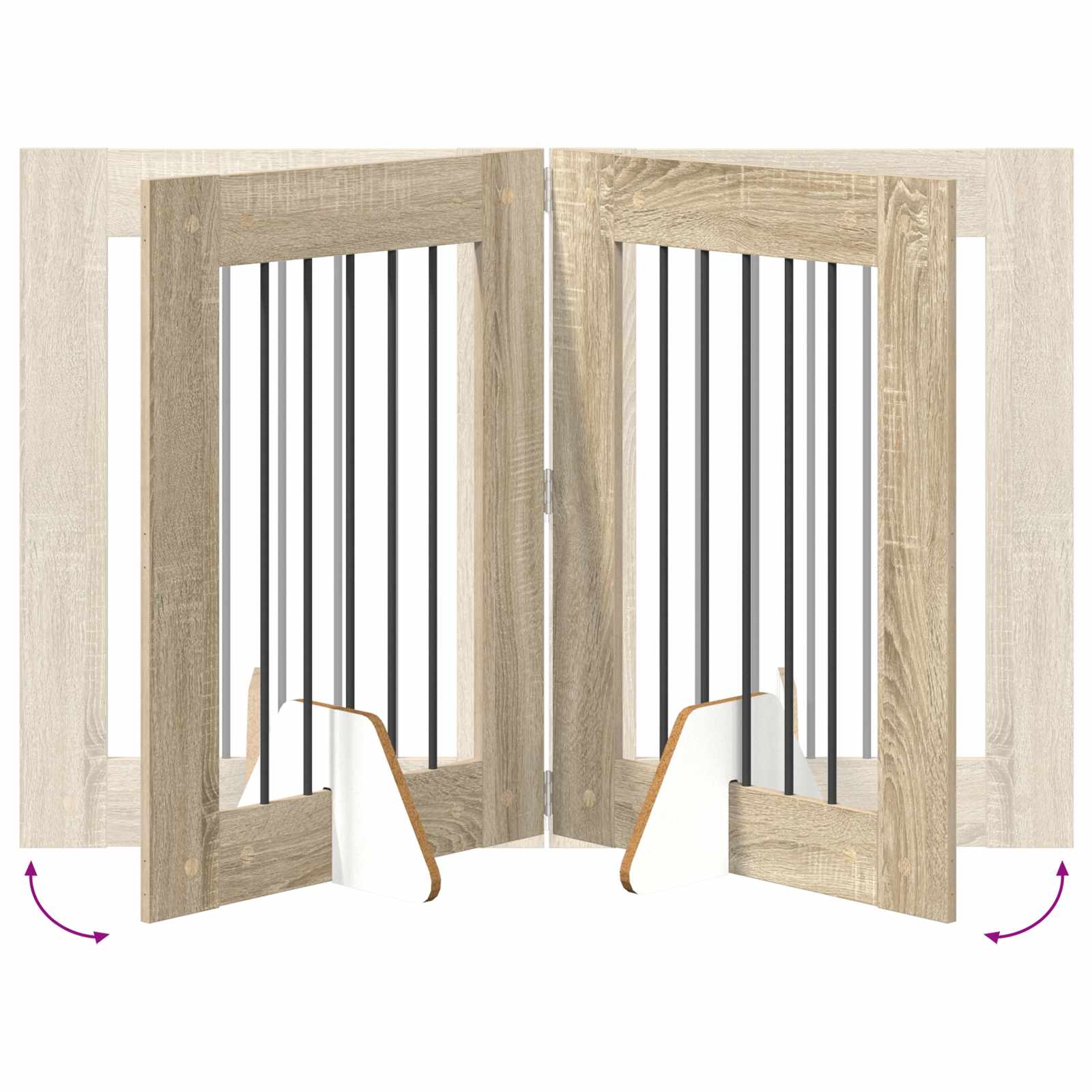 Foldable Dog Gate with Stands 2 pcs Sonoma Oak 120,5 cm