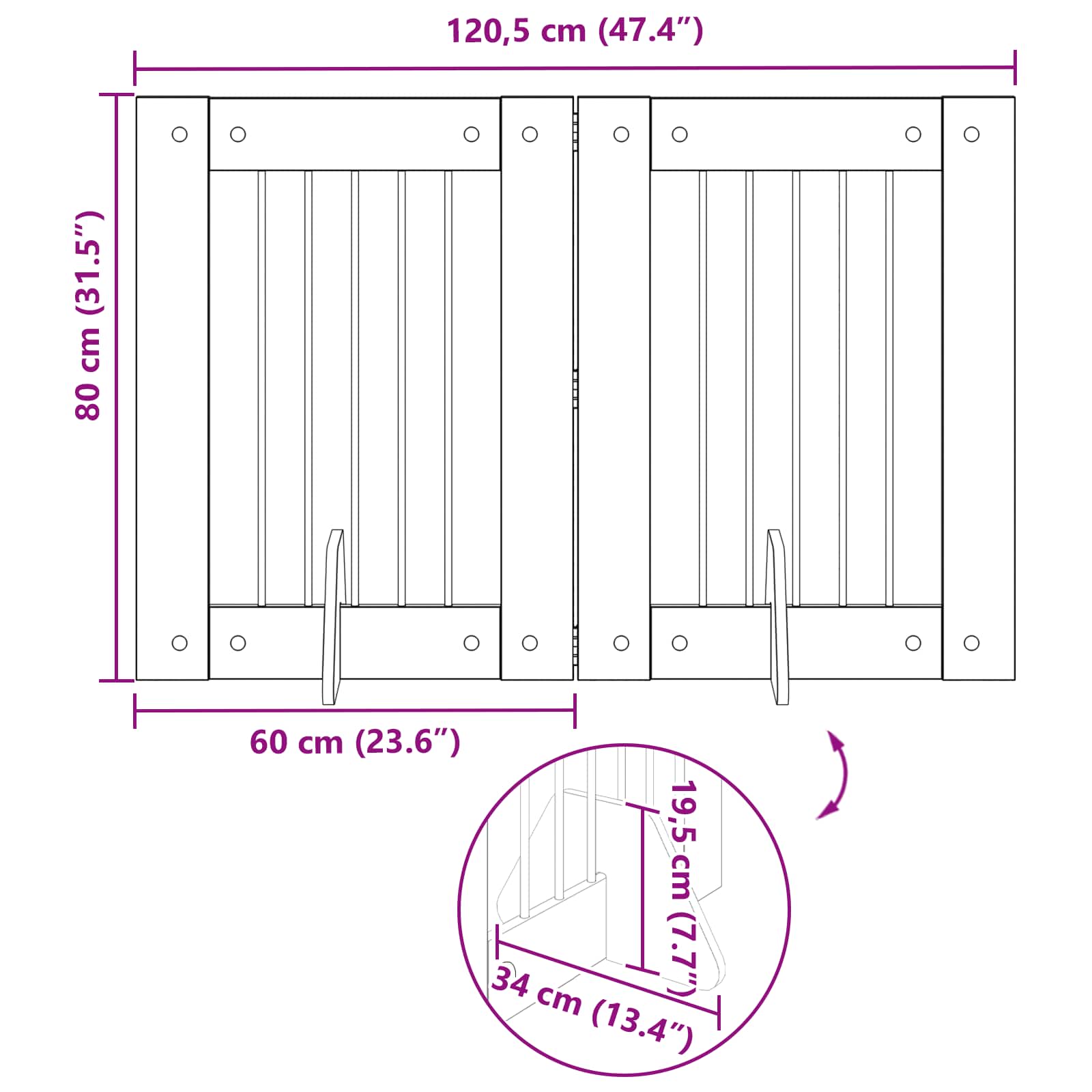 Foldable Dog Gate with Stands 2 pcs Sonoma Oak 120,5 cm