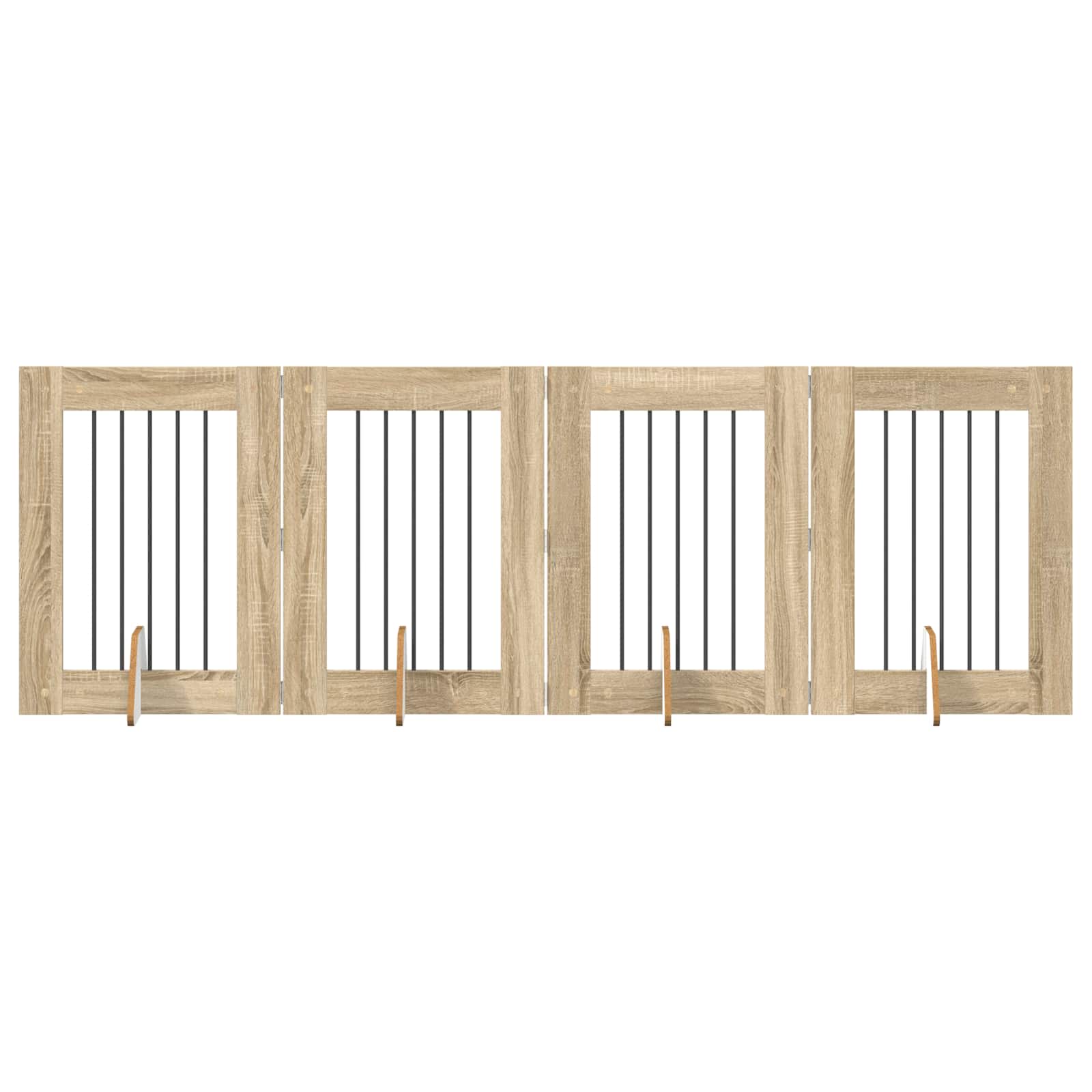 Dog Gate with Stands 4 pcs Sonoma Oak 60 x 80 cm