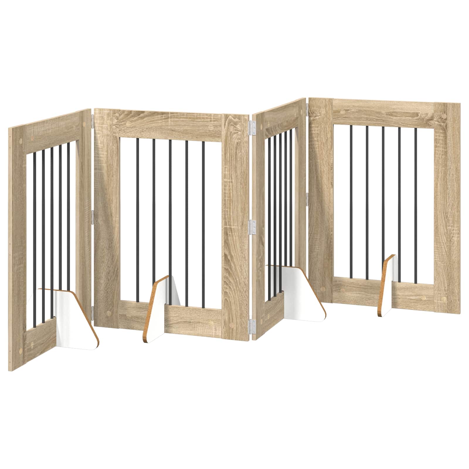 Foldable Dog Gate with Stands 4 pcs Sonoma Oak 241 cm