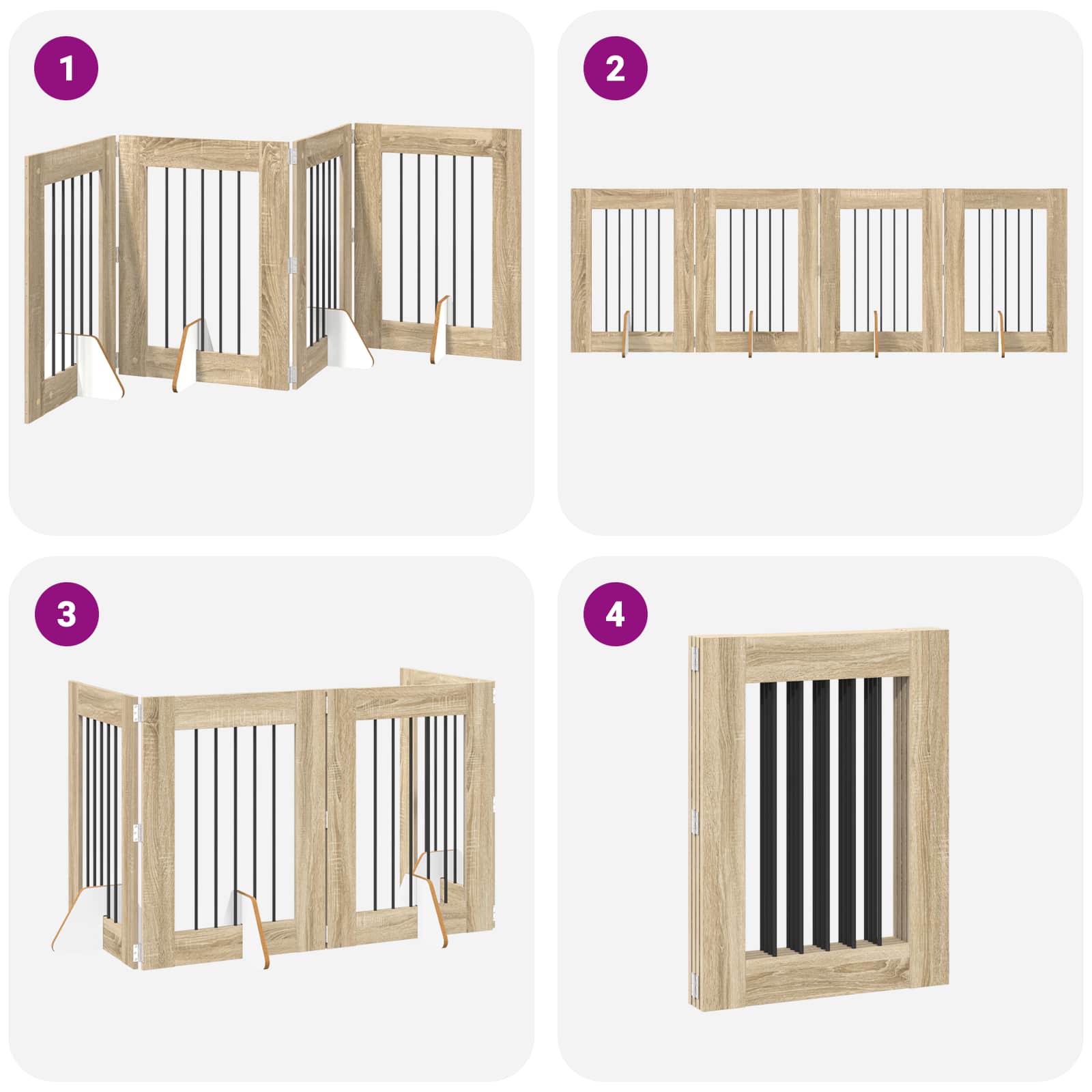 Foldable Dog Gate with Stands 4 pcs Sonoma Oak 241 cm