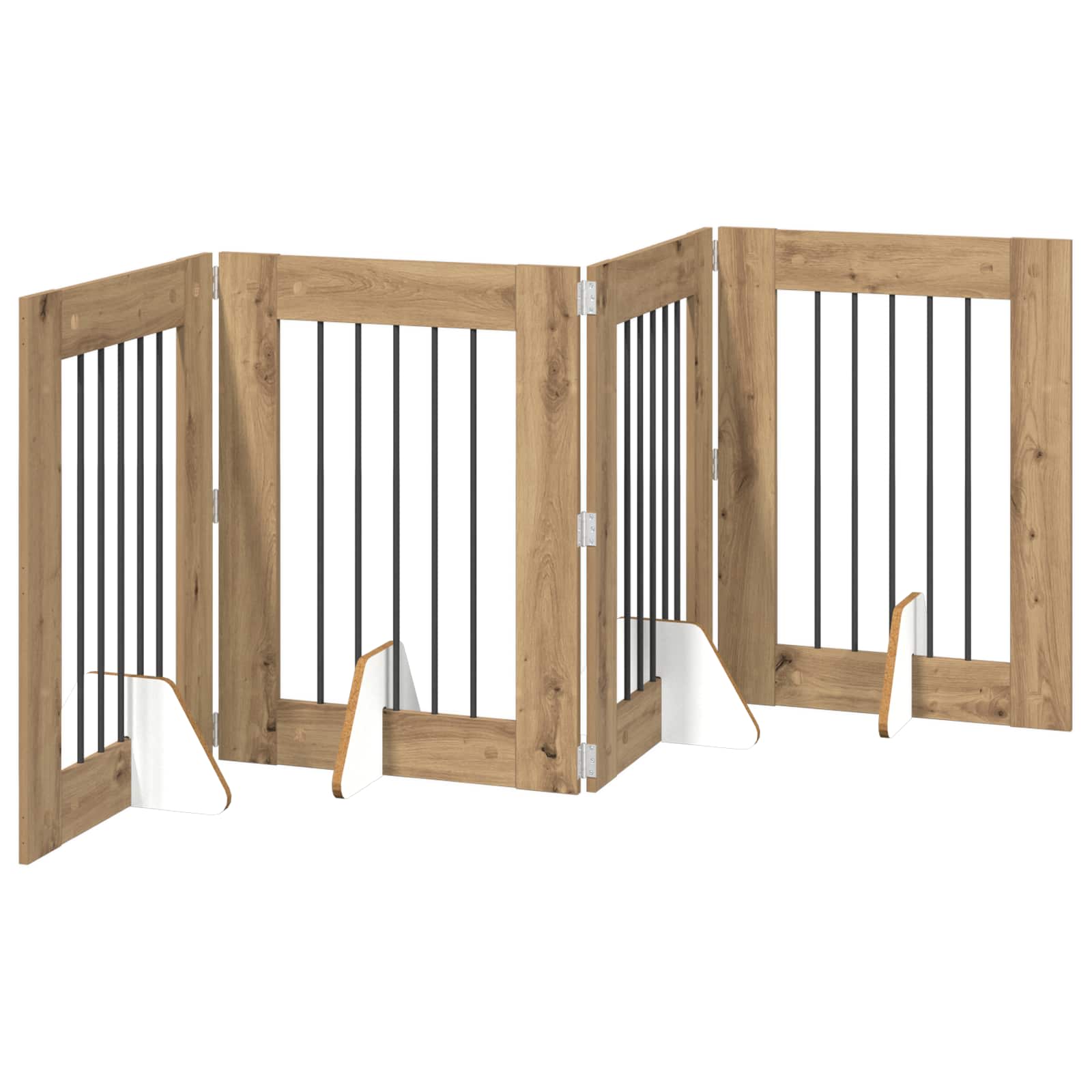 Foldable Dog Gate with Stands 4 pcs Artisan Oak 241 cm