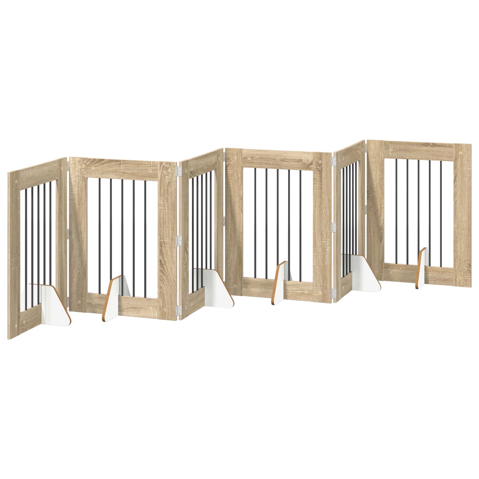 Dog Gate with Stands 6 pcs Sonoma Oak 60 x 80 cm