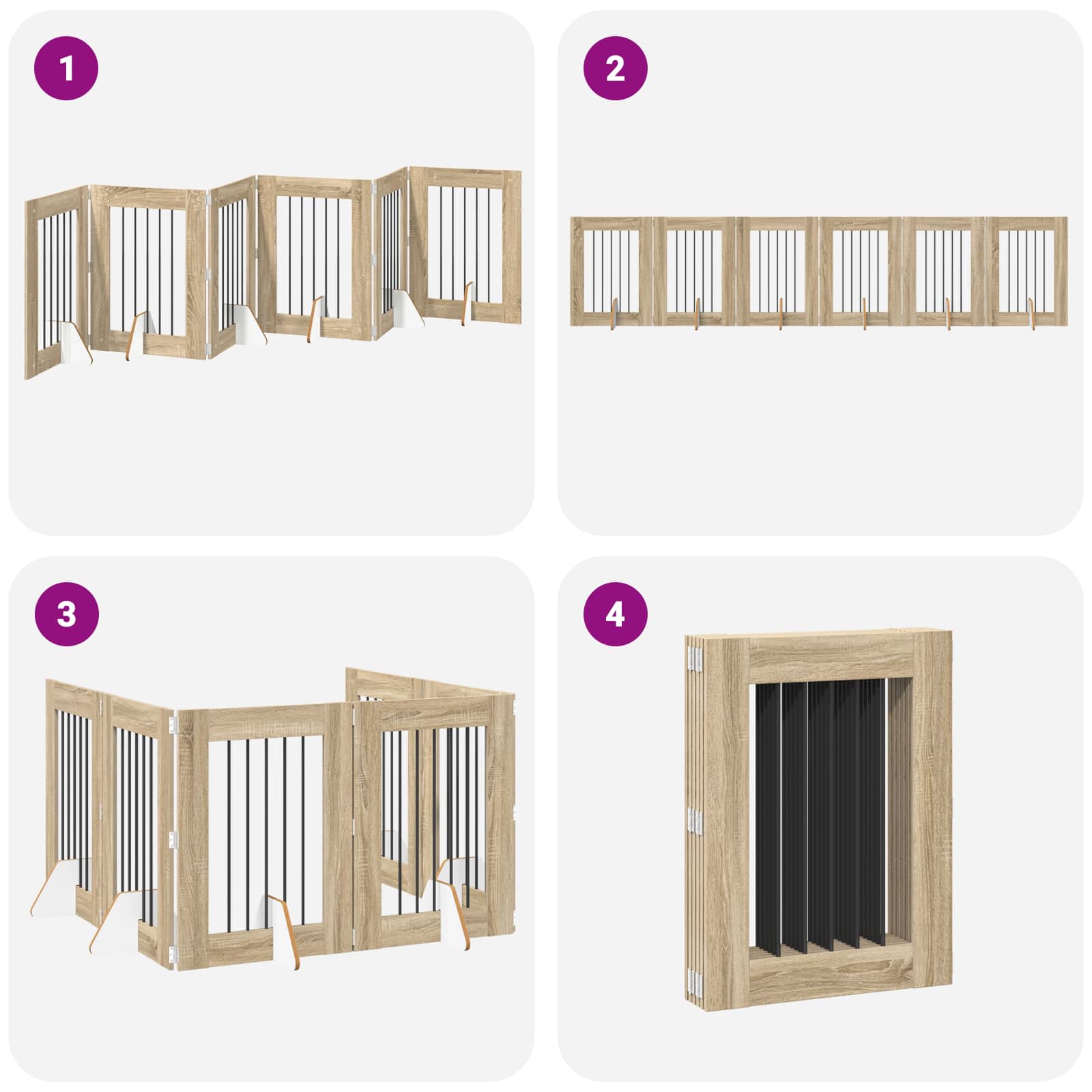Foldable Dog Gate with Stands 6 pcs Sonoma Oak 362 cm
