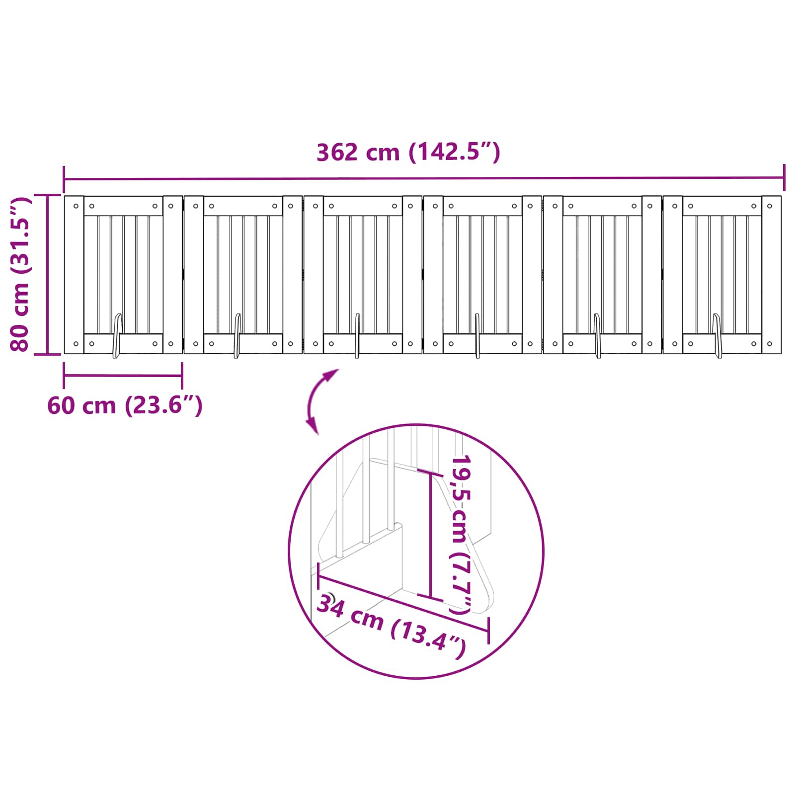 Foldable Dog Gate with Stands 6 pcs Artisan Oak 362 cm