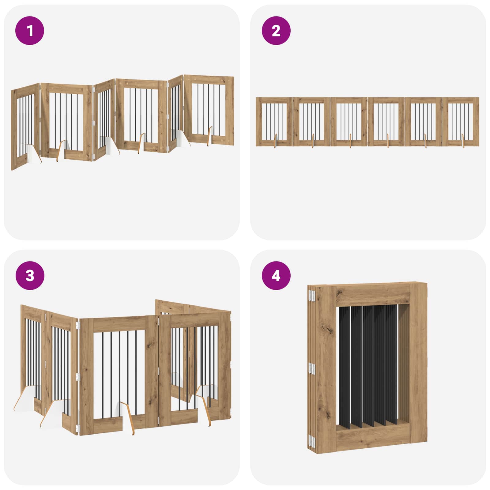 Foldable Dog Gate with Stands 6 pcs Artisan Oak 362 cm