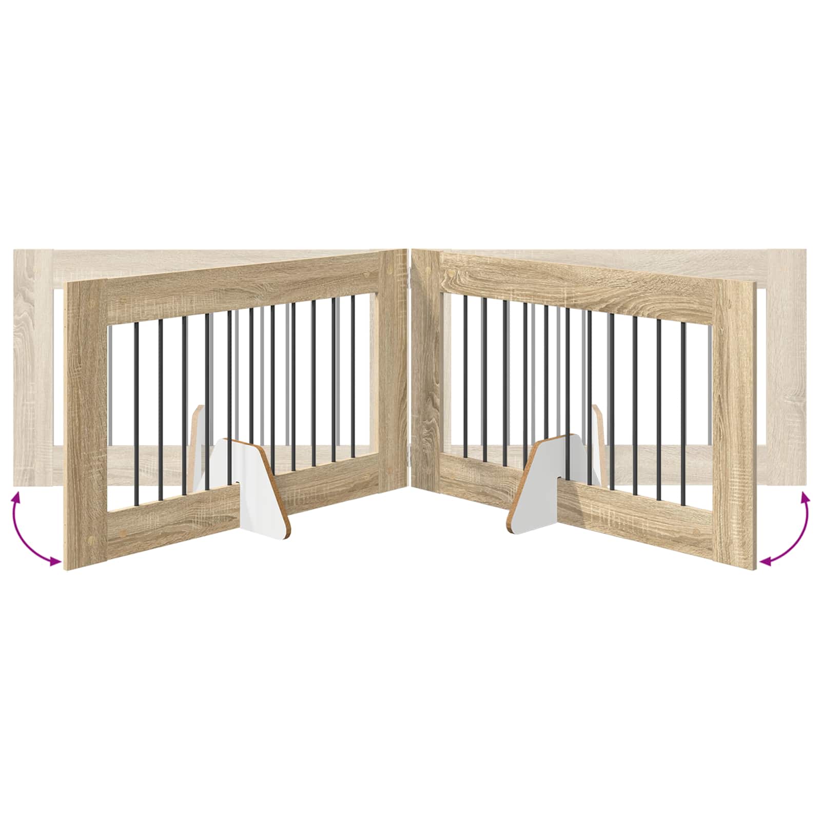Foldable Dog Gate with Stands 2 pcs Sonoma Oak 200.5 cm