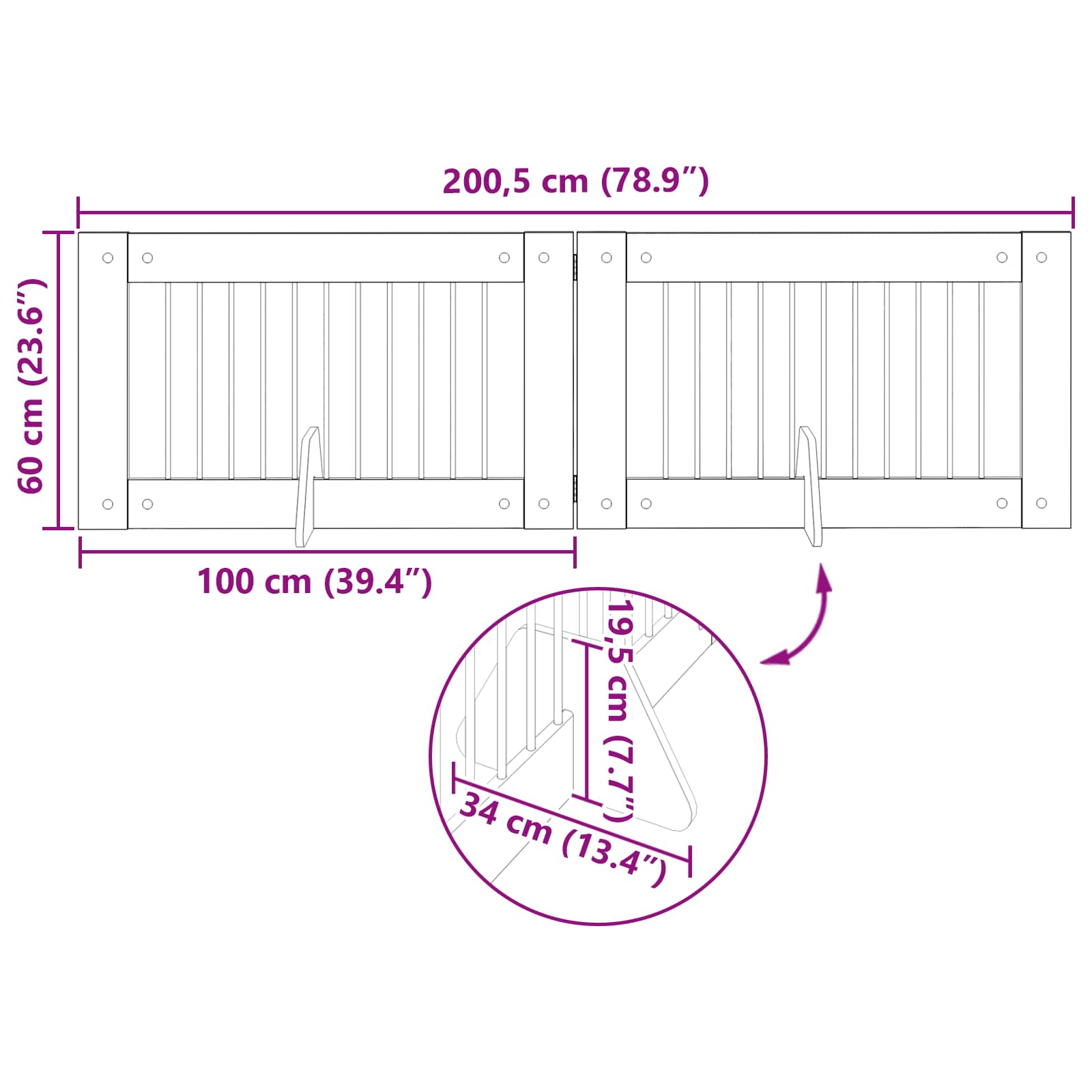 Foldable Dog Gate with Stands 2 pcs Sonoma Oak 200.5 cm