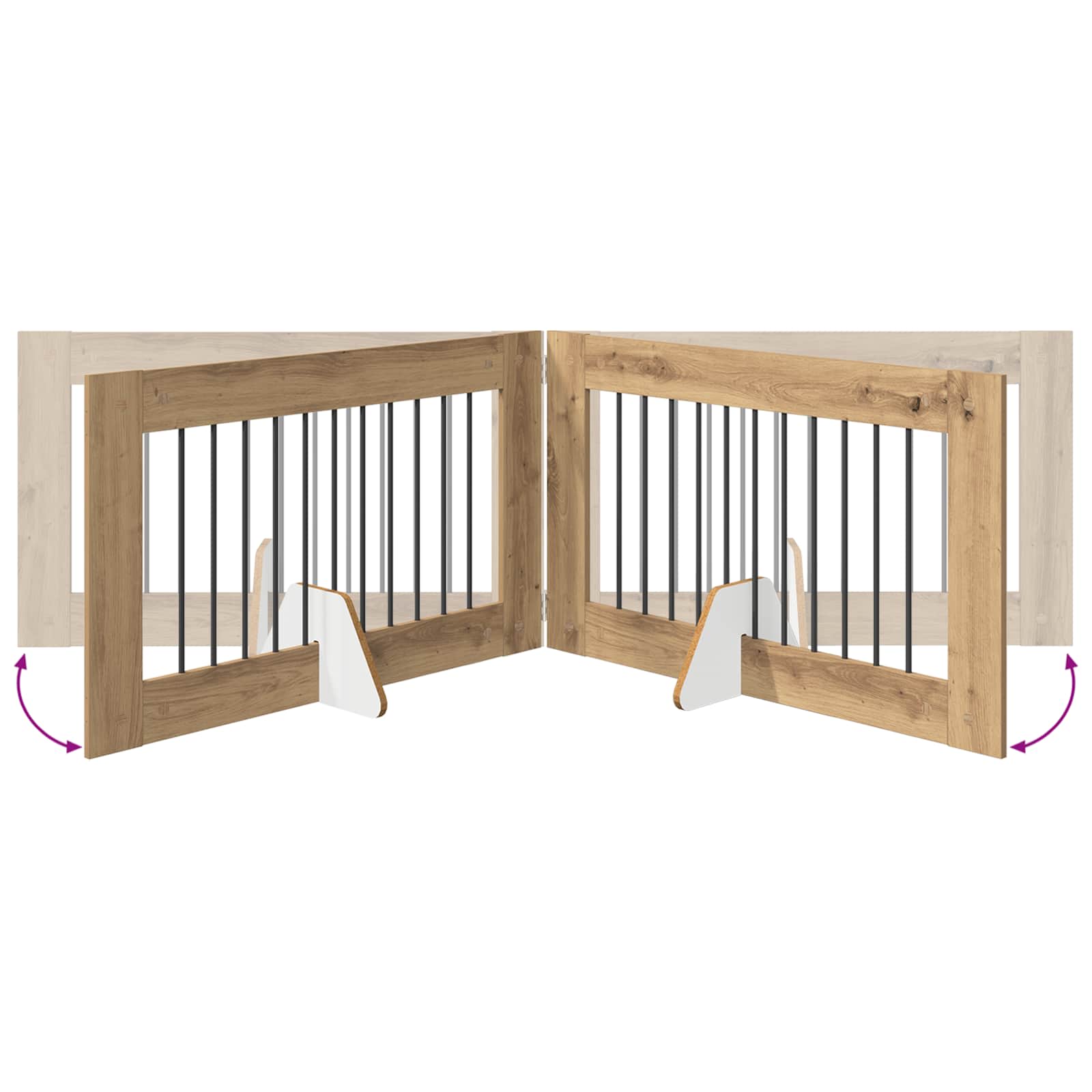 Foldable Dog Gate with Stands 2 pcs Artisan Oak 200.5 cm
