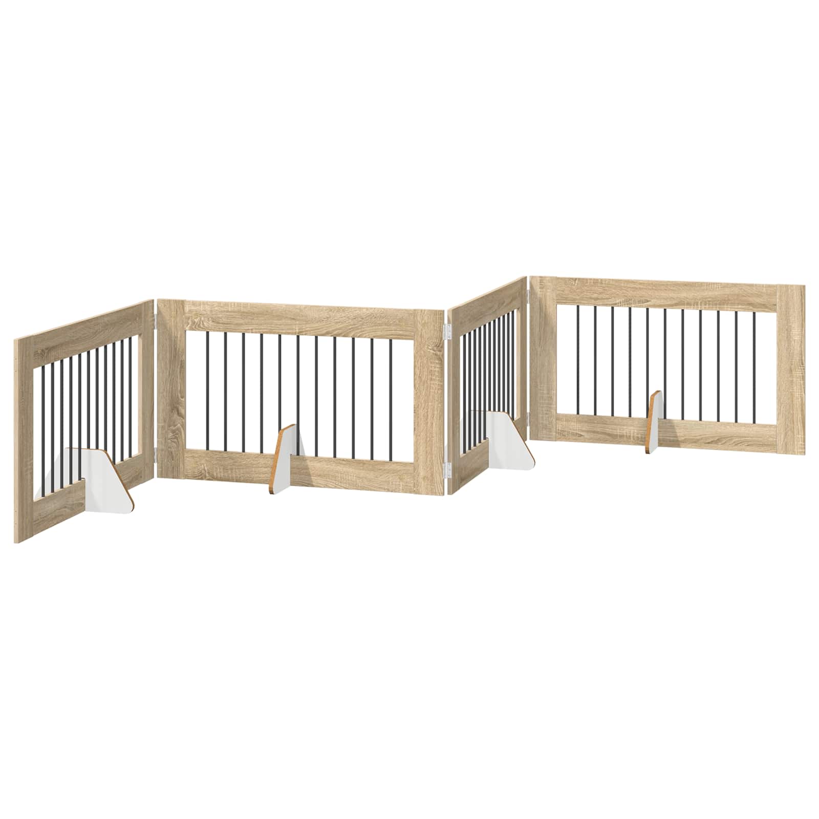 Foldable Dog Gate with Stands 4 pcs Sonoma Oak 401 cm