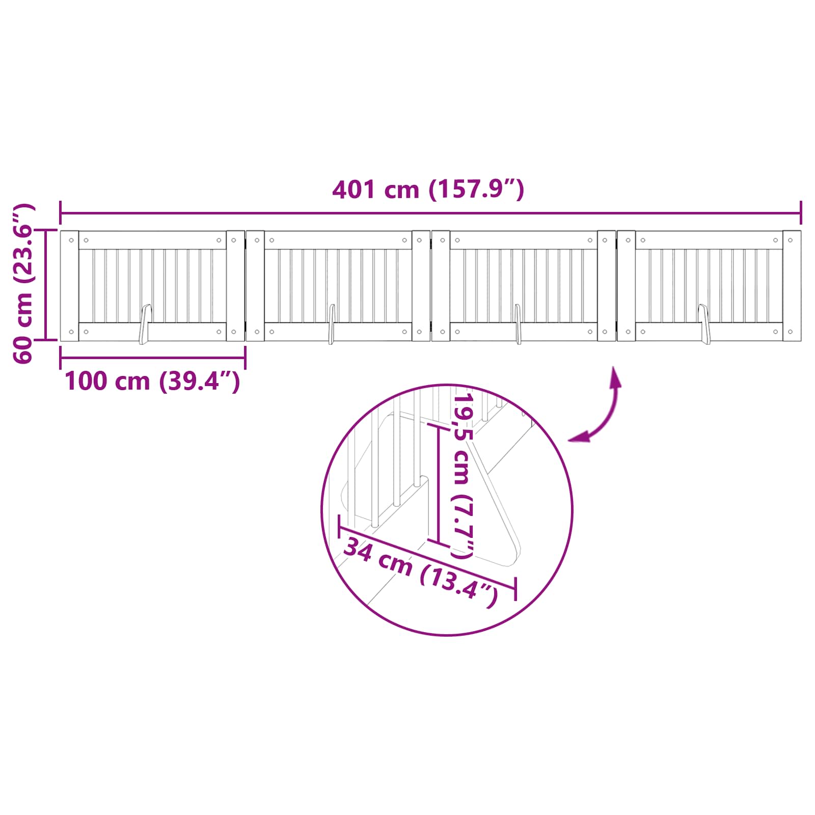 Foldable Dog Gate with Stands 4 pcs Sonoma Oak 401 cm