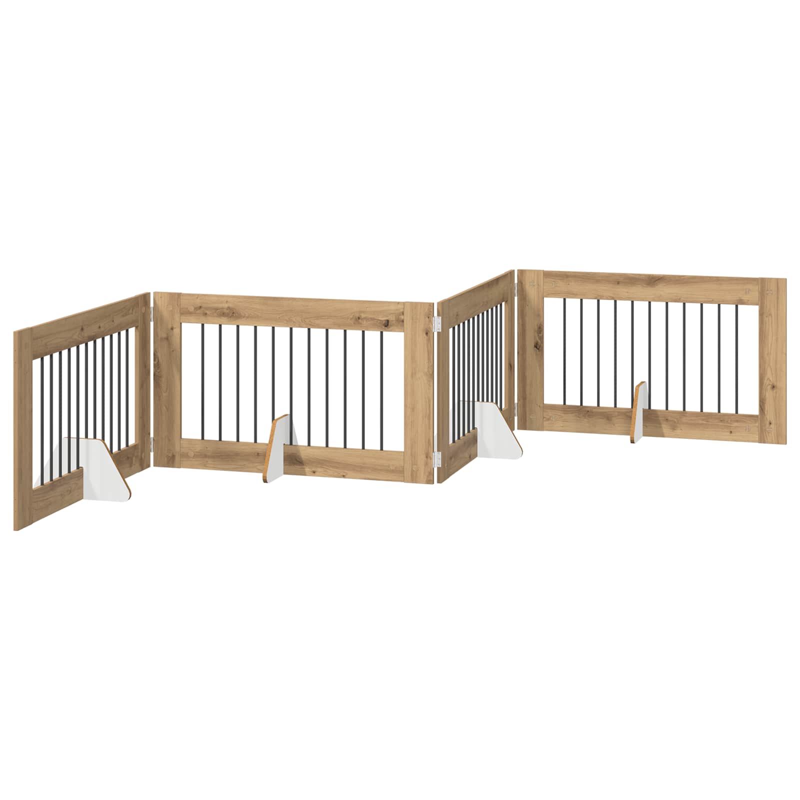 Foldable Dog Gate with Stands 4 pcs Artisan Oak 401 cm