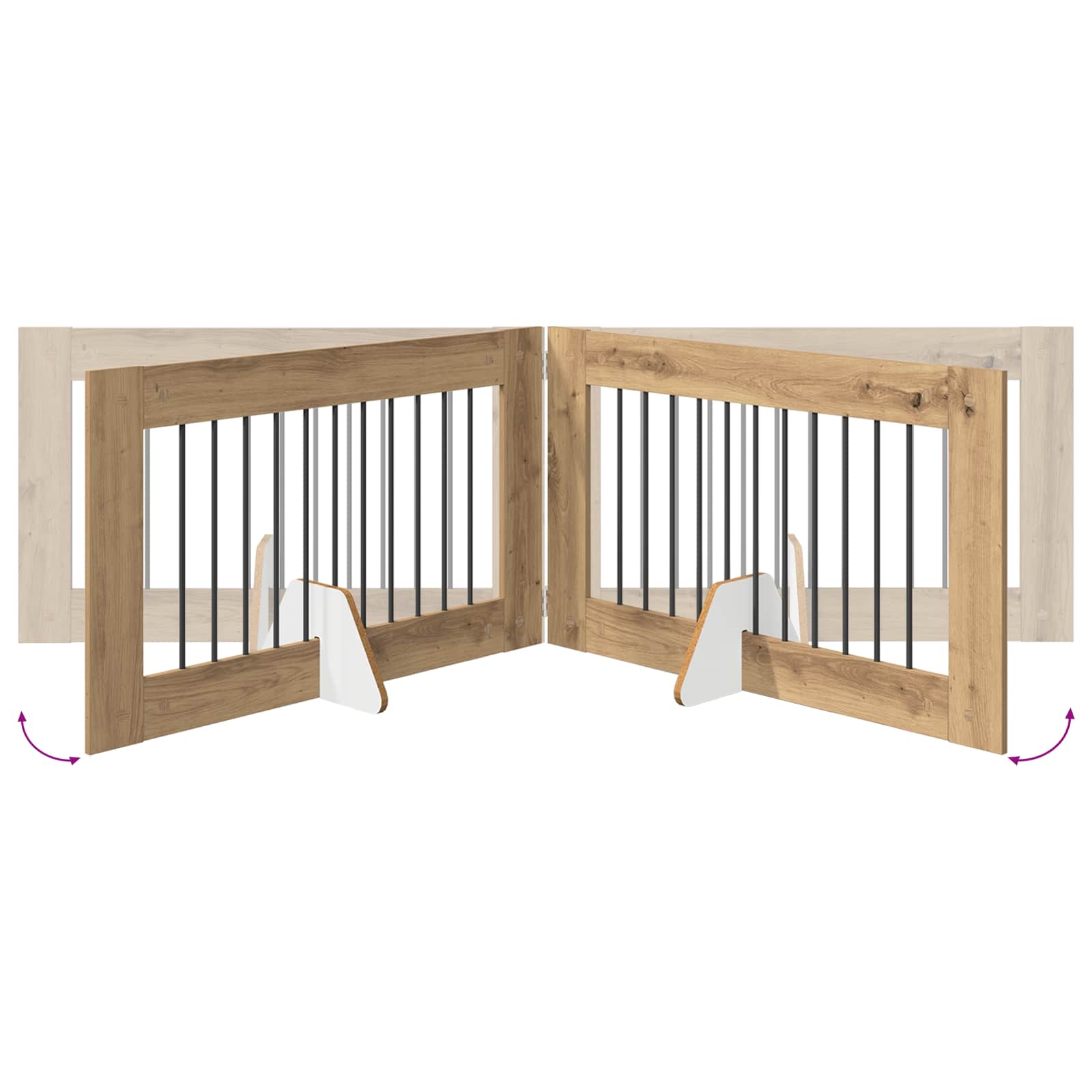 Foldable Dog Gate with Stands 4 pcs Artisan Oak 401 cm