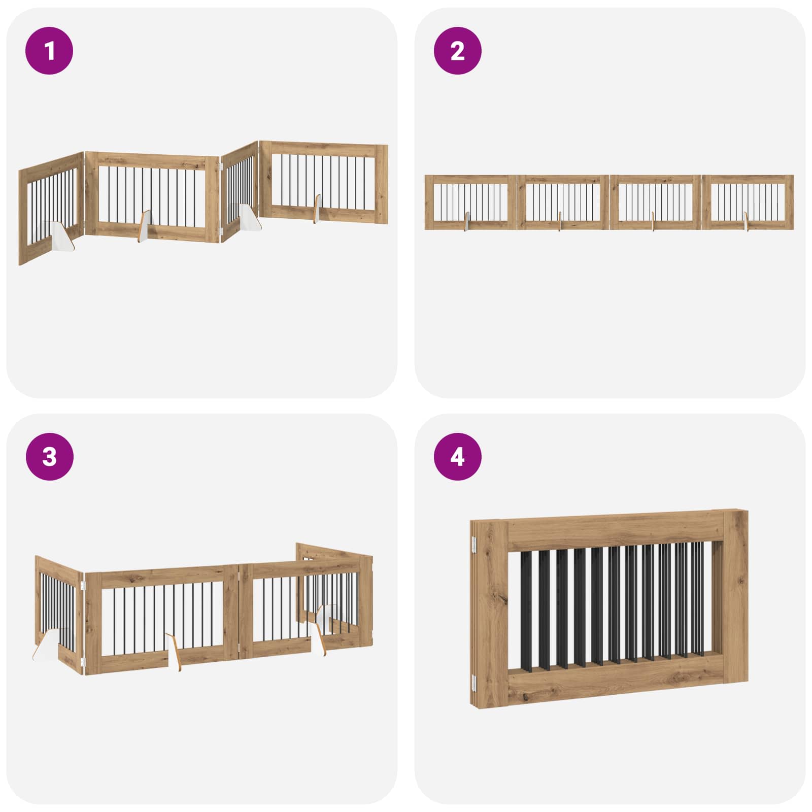 Foldable Dog Gate with Stands 4 pcs Artisan Oak 401 cm