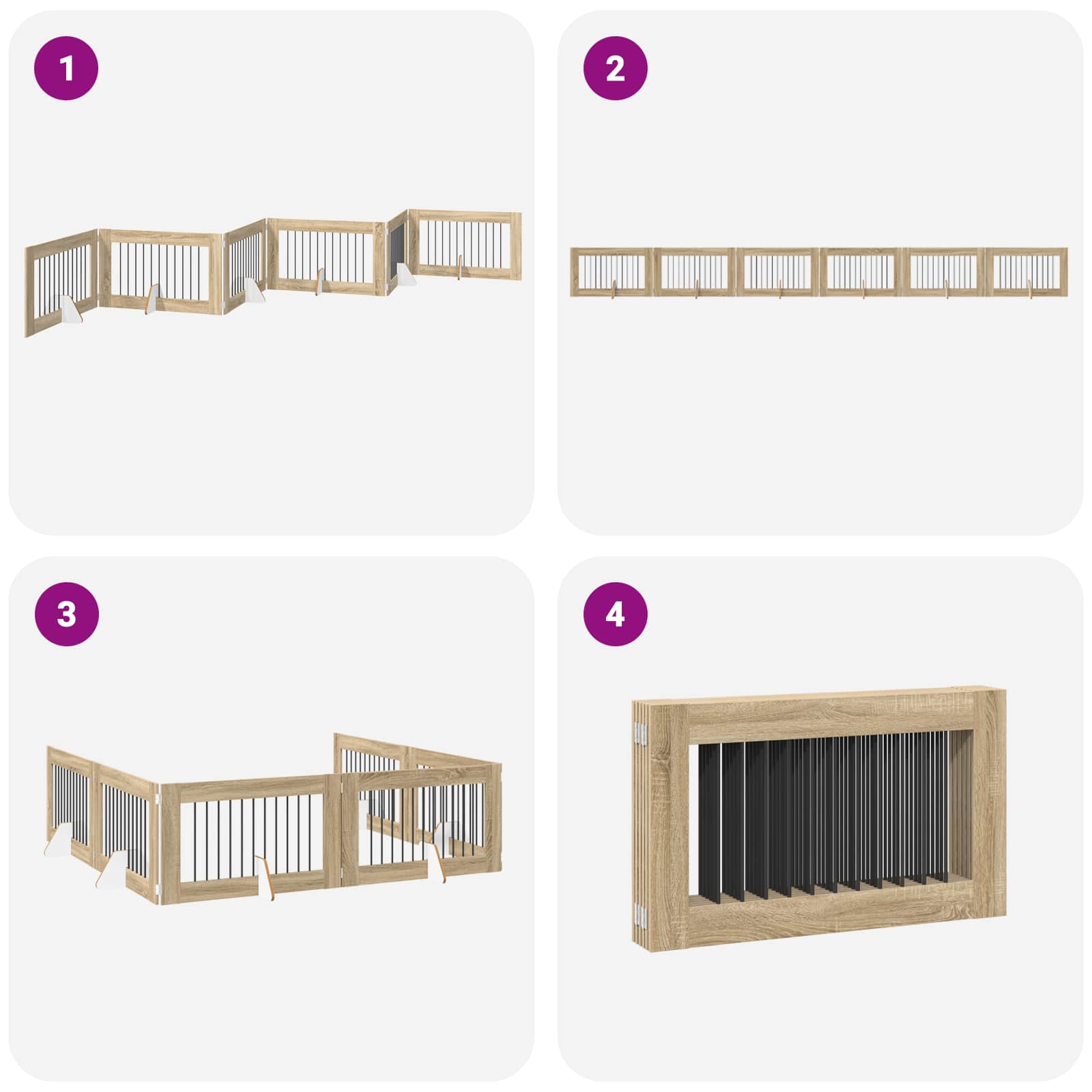 Foldable Dog Gate with Stands 6 pcs Sonoma Oak 602 cm