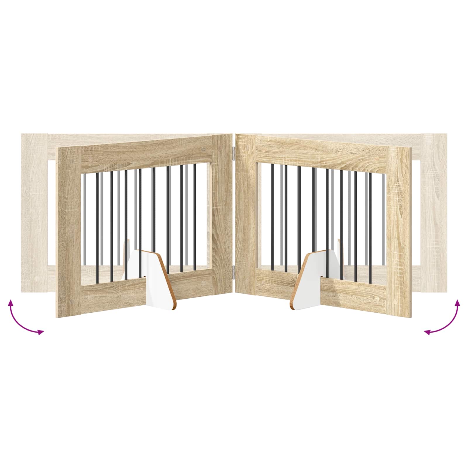 Foldable Dog Gate with Stands 2 pcs Sonoma Oak 160.5 cm