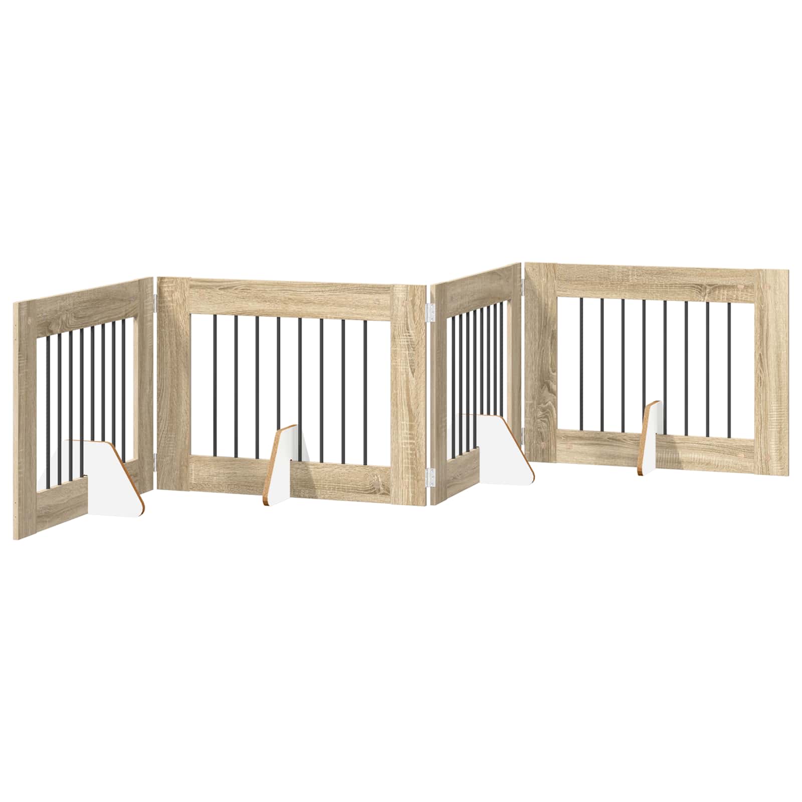 Foldable Dog Gate with Stands 4 pcs Sonoma Oak 321 cm
