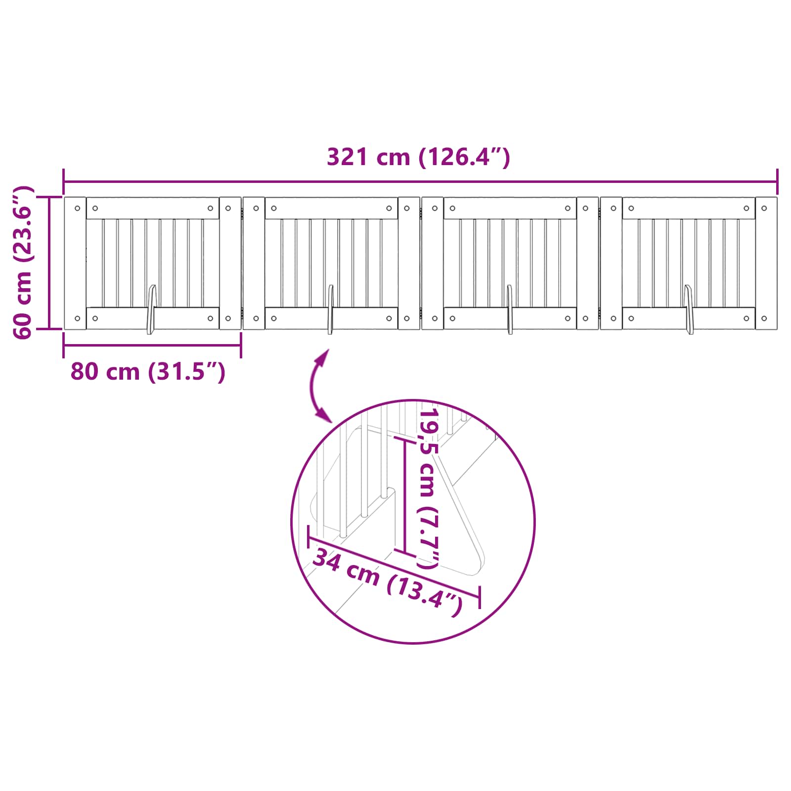 Foldable Dog Gate with Stands 4 pcs Sonoma Oak 321 cm