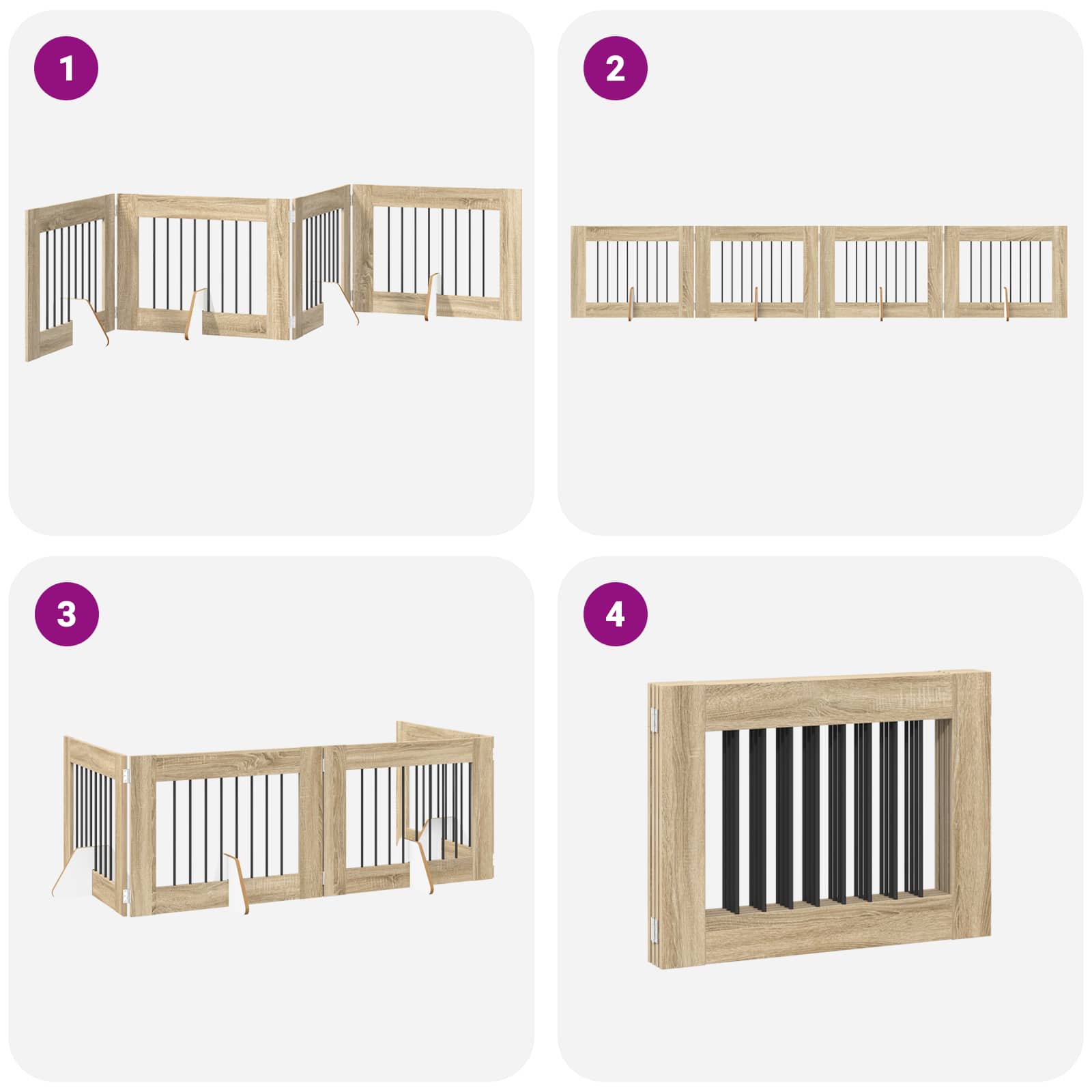 Foldable Dog Gate with Stands 4 pcs Sonoma Oak 321 cm