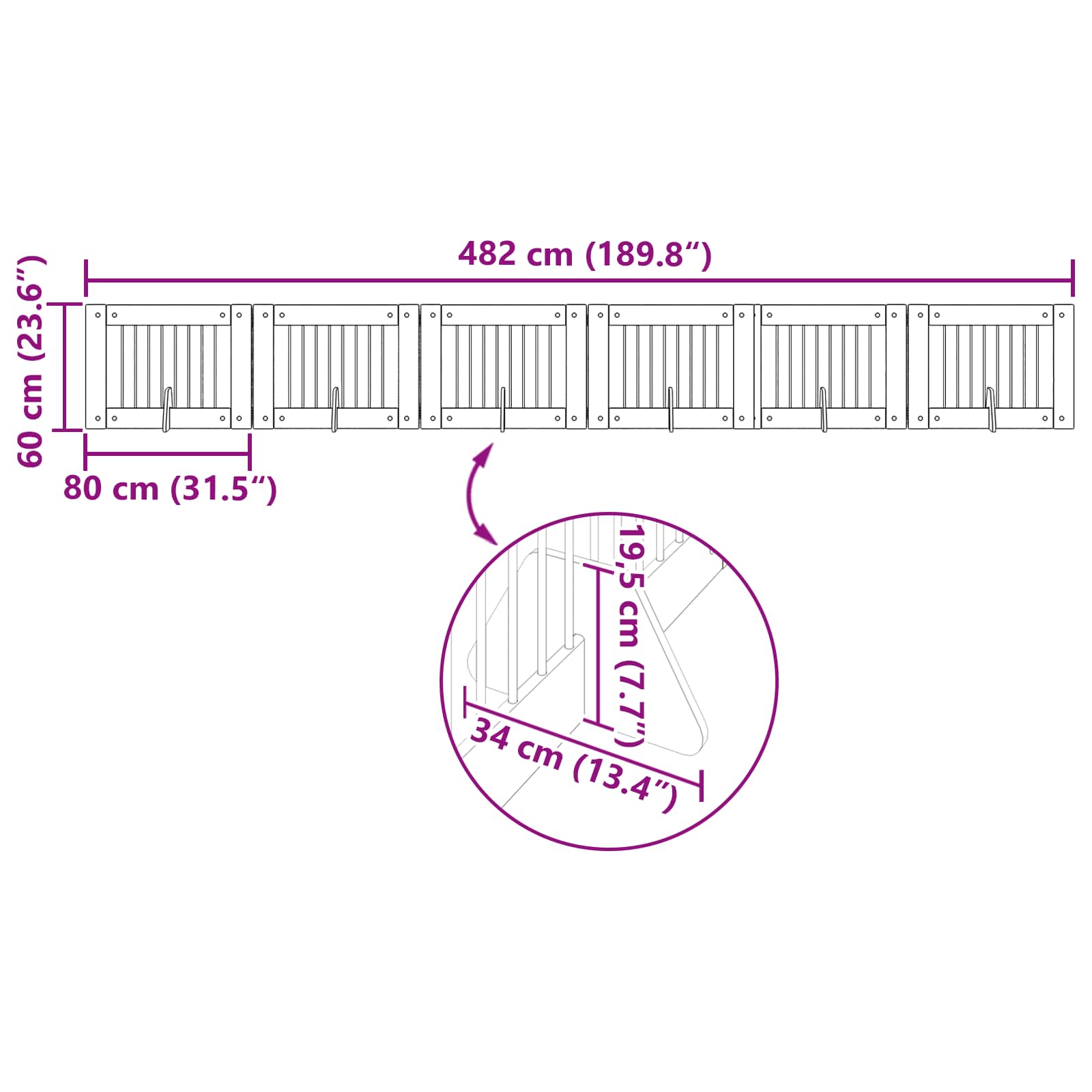 Foldable Dog Gate with Stands 6 pcs Sonoma Oak 482 cm