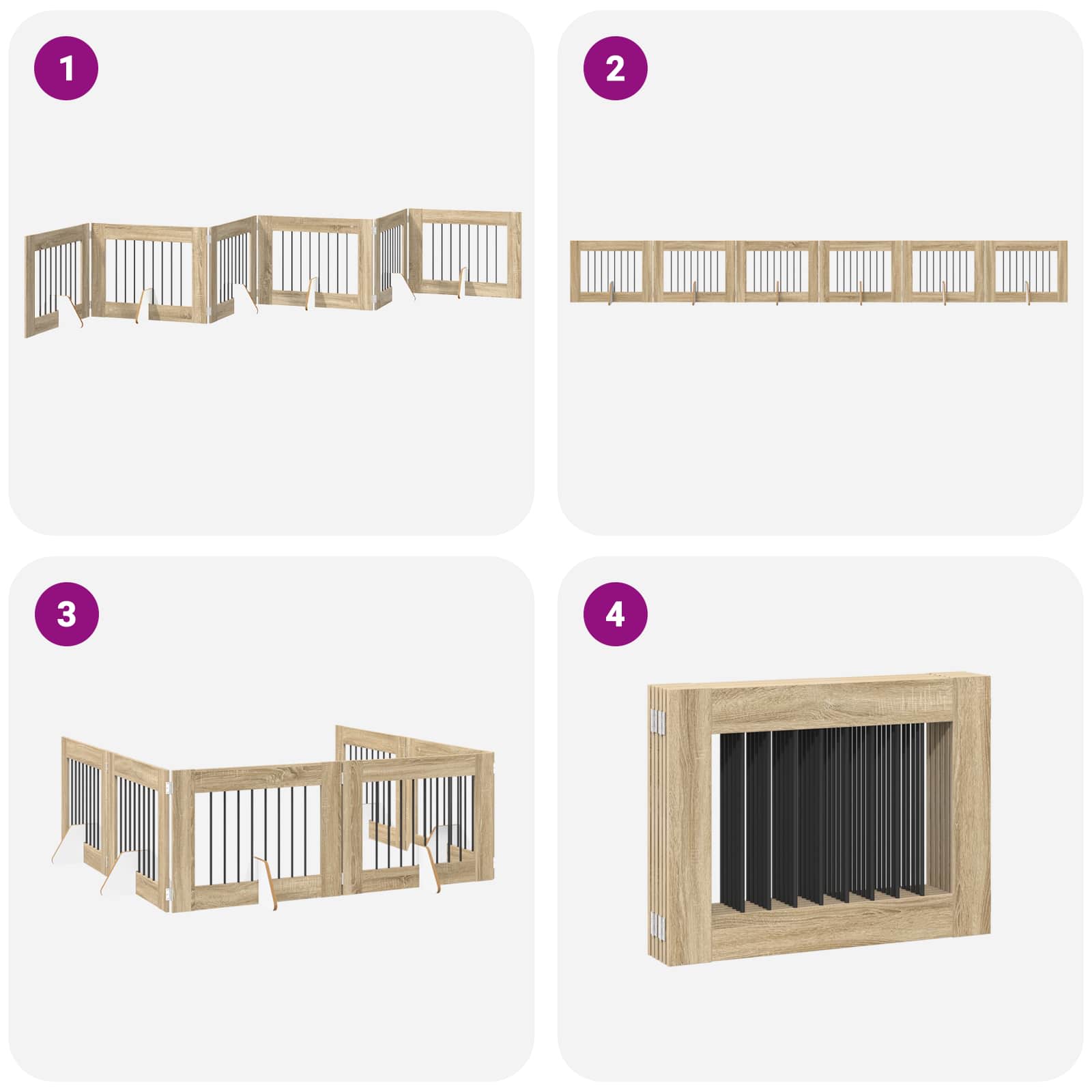 Foldable Dog Gate with Stands 6 pcs Sonoma Oak 482 cm