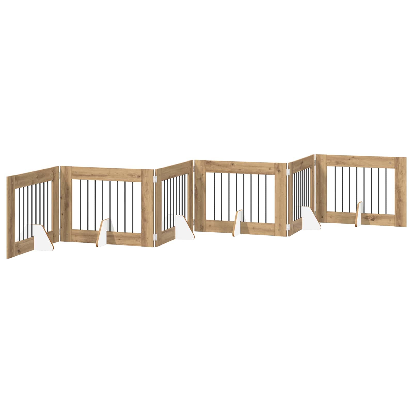 Dog Gate with Stands 6 pcs Artisan Oak 80 x 60 cm