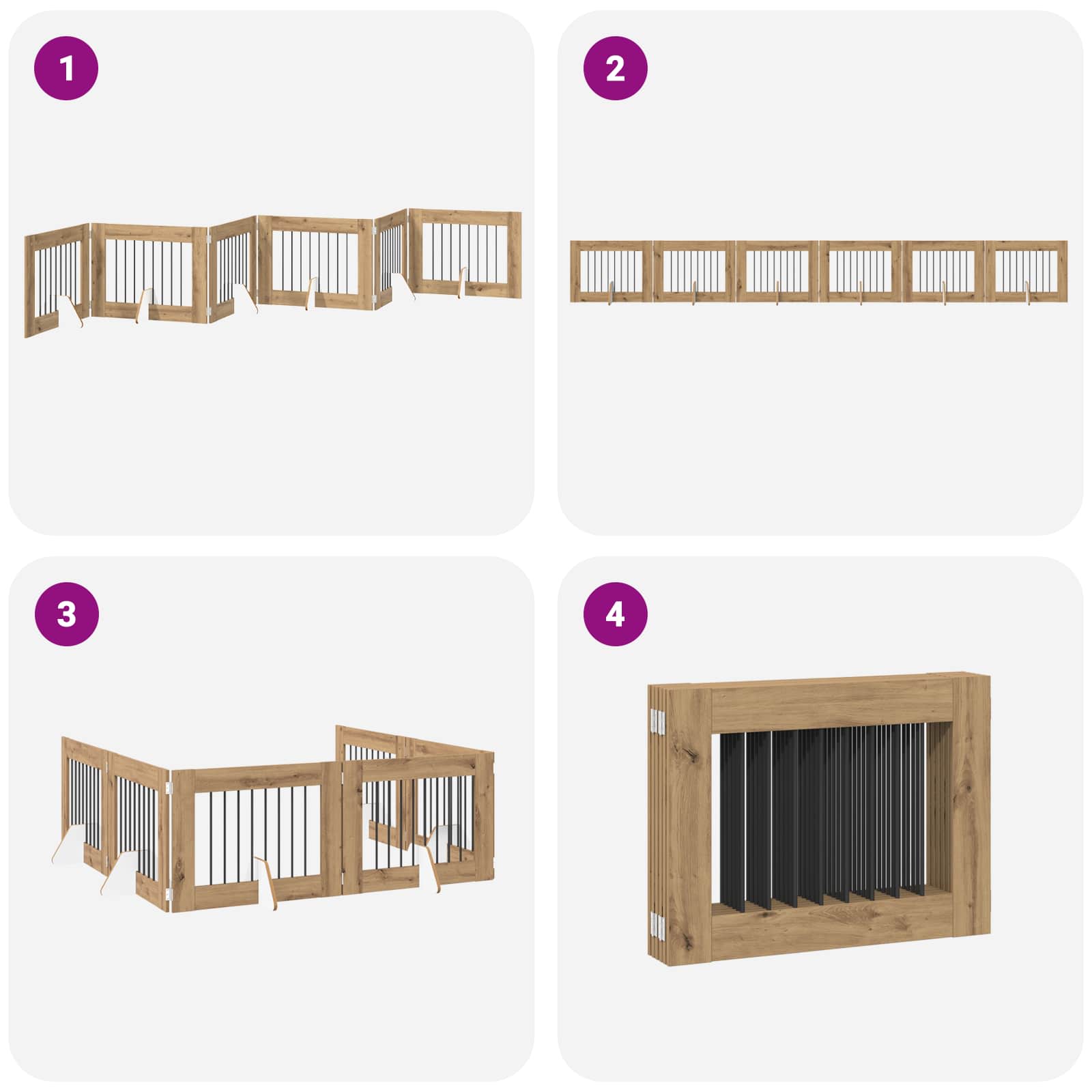 Foldable Dog Gate with Stands 6 pcs Artisan Oak 482 cm