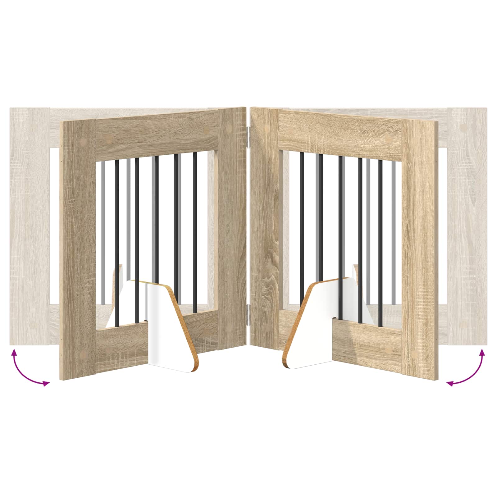Foldable Dog Gate with Stands 2 pcs Sonoma Oak 120,5 cm