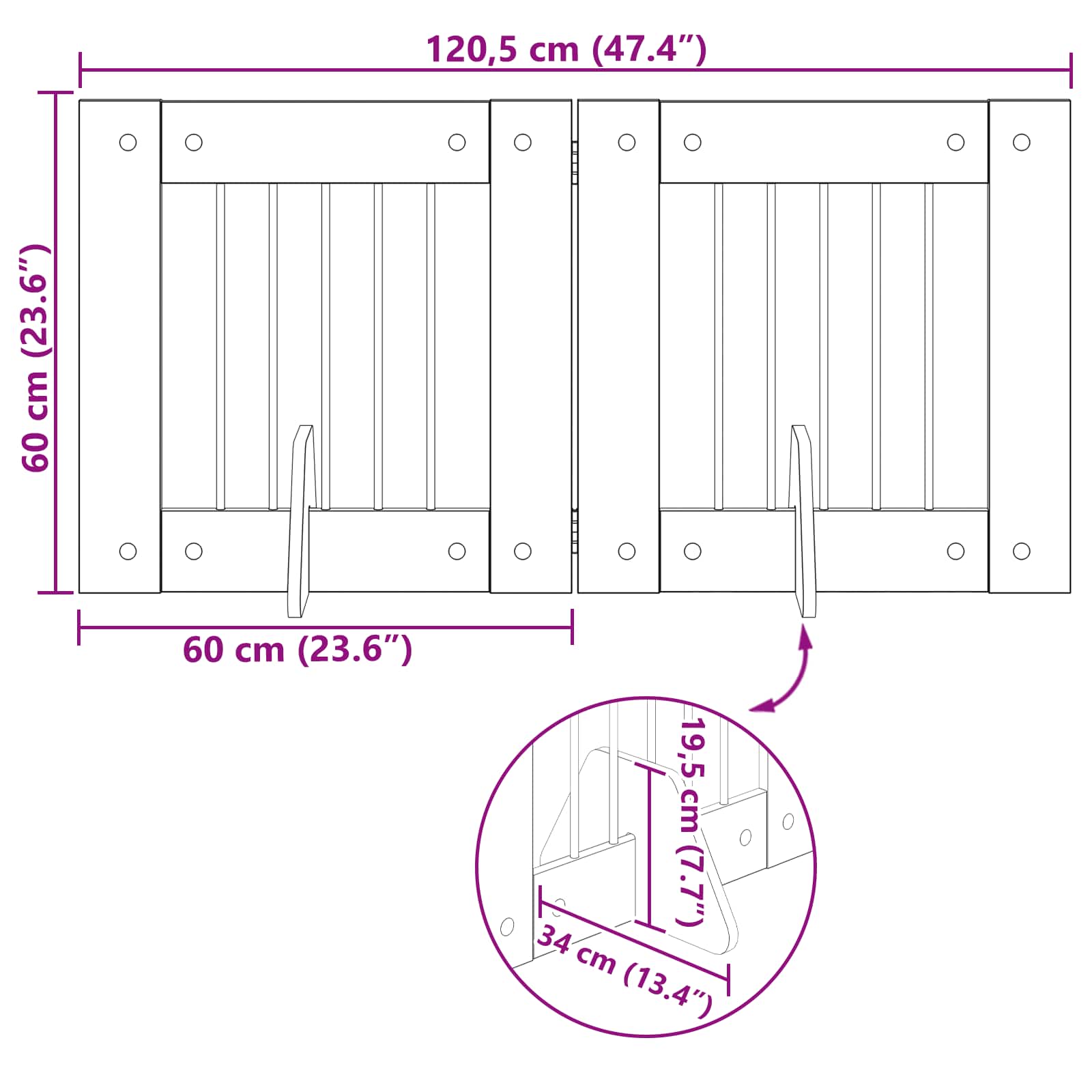 Foldable Dog Gate with Stands 2 pcs Sonoma Oak 120,5 cm