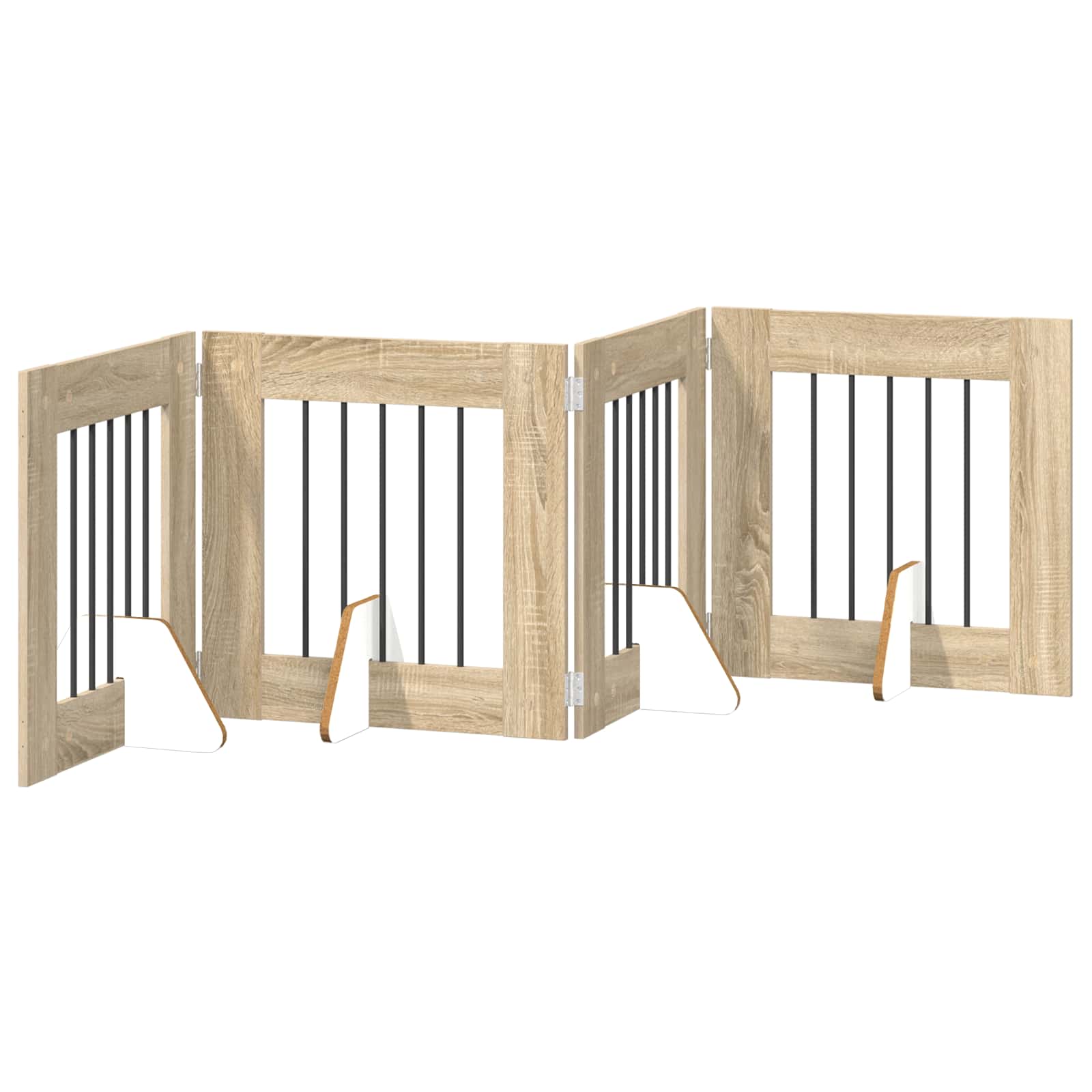 Foldable Dog Gate with Stands 4 pcs Sonoma Oak 241 cm