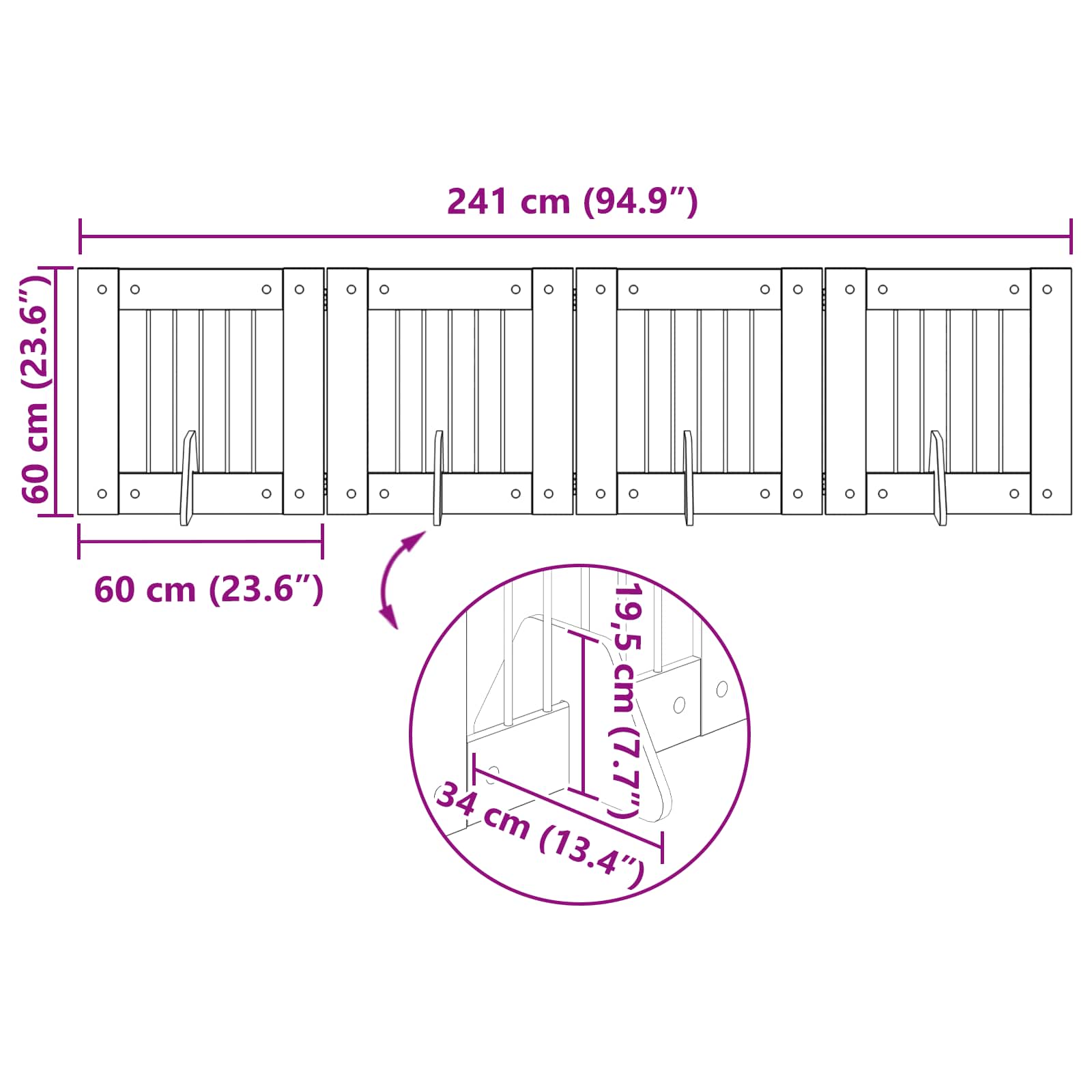 Foldable Dog Gate with Stands 4 pcs Sonoma Oak 241 cm
