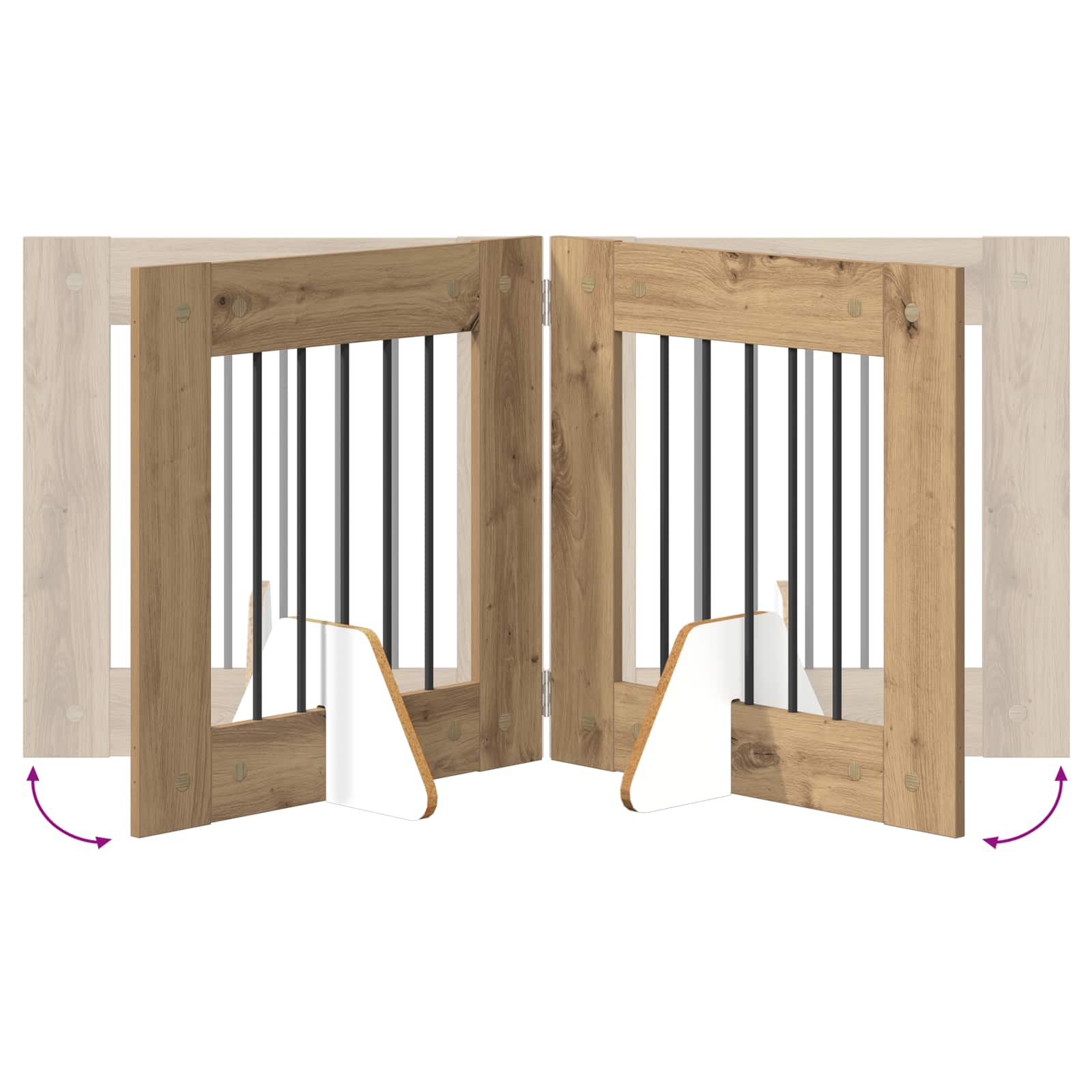 Foldable Dog Gate with Stands 4 pcs Artisan Oak 241 cm