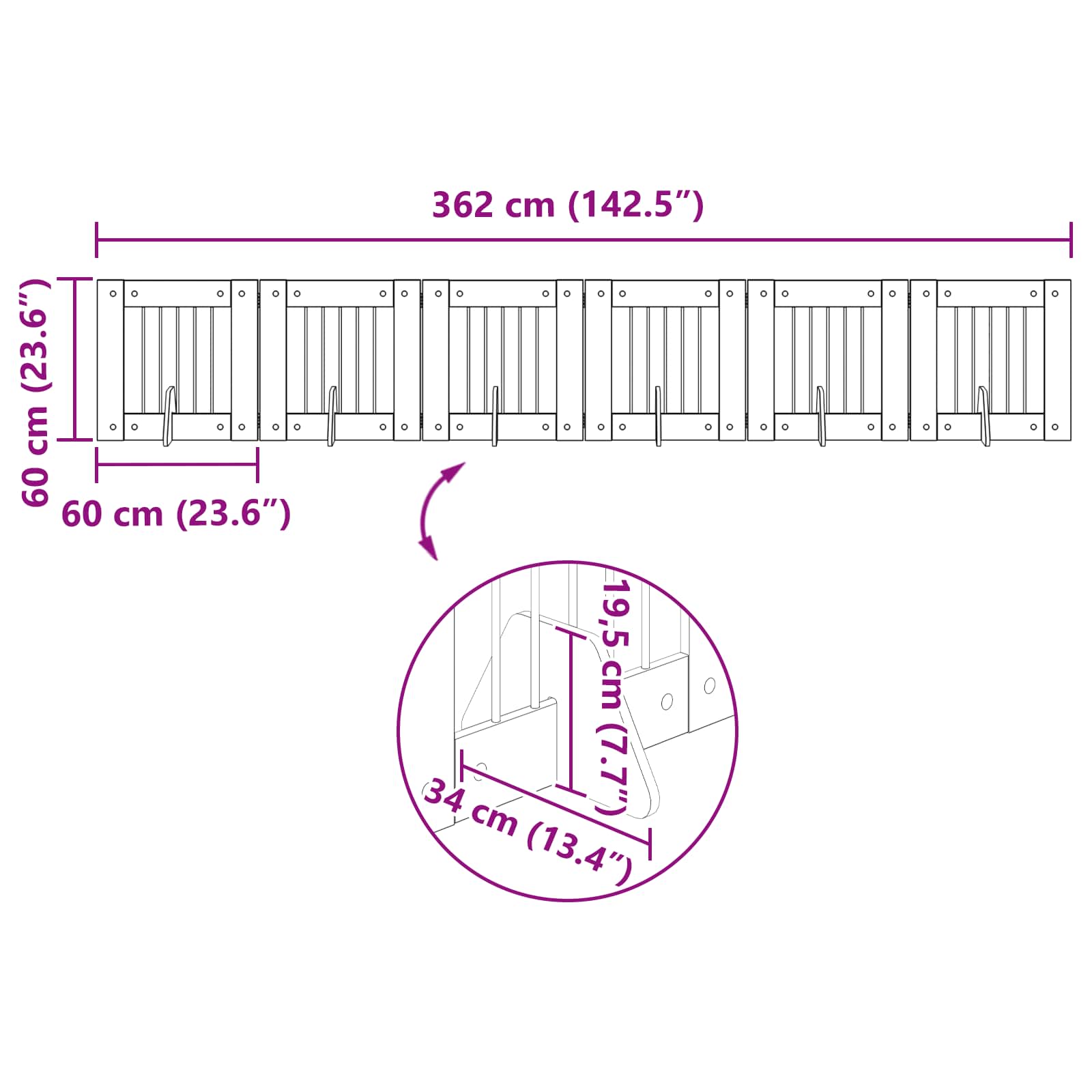 Foldable Dog Gate with Stands 6 pcs Sonoma Oak 362 cm