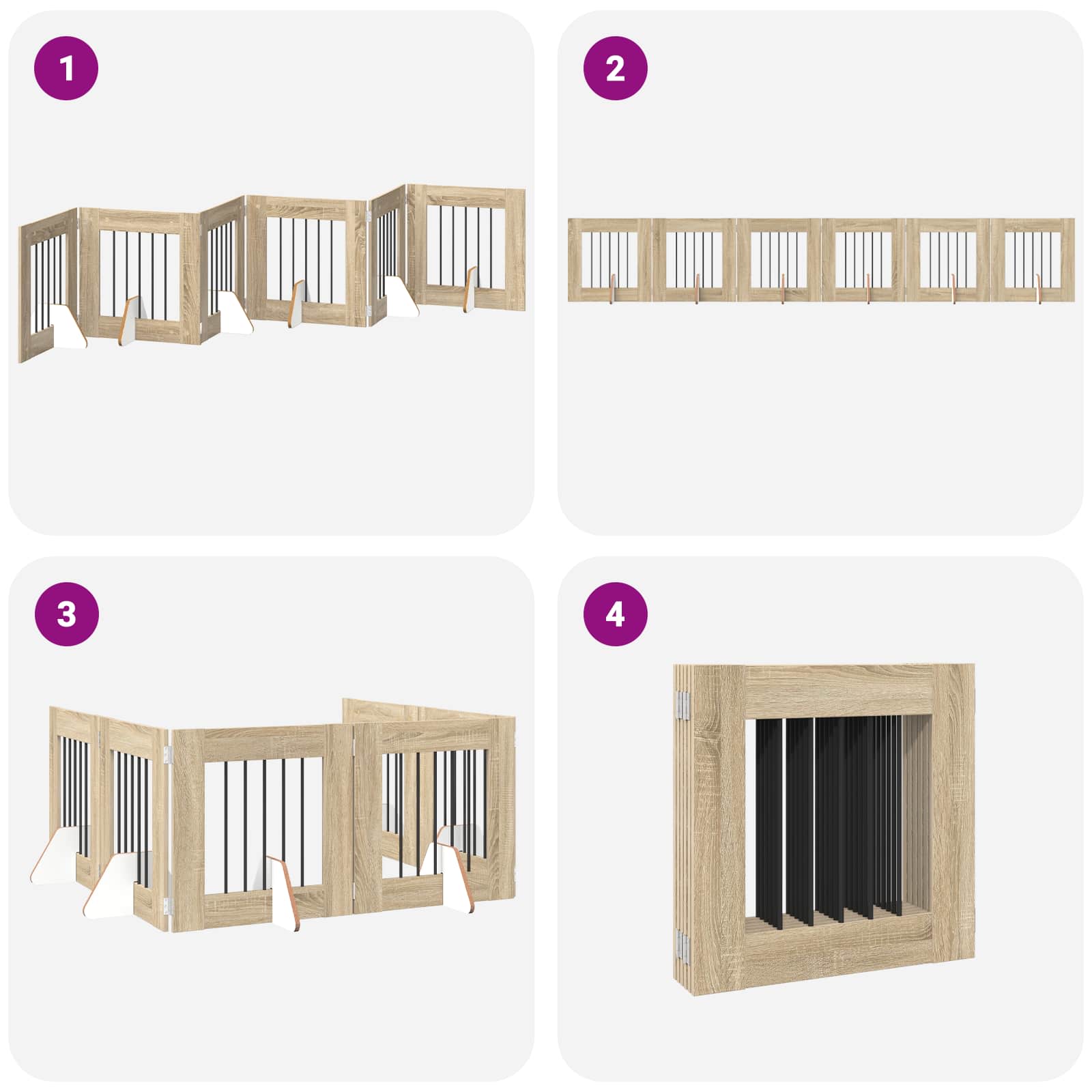 Foldable Dog Gate with Stands 6 pcs Sonoma Oak 362 cm