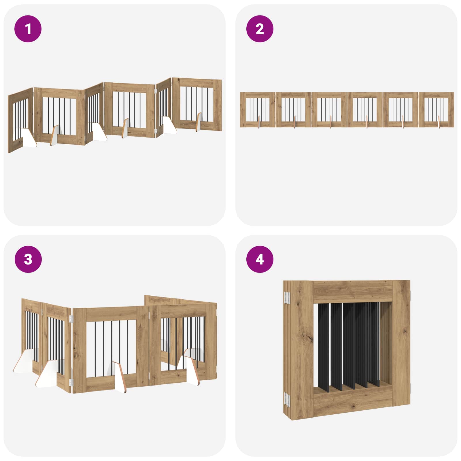 Foldable Dog Gate with Stands 6 pcs Artisan Oak 362 cm