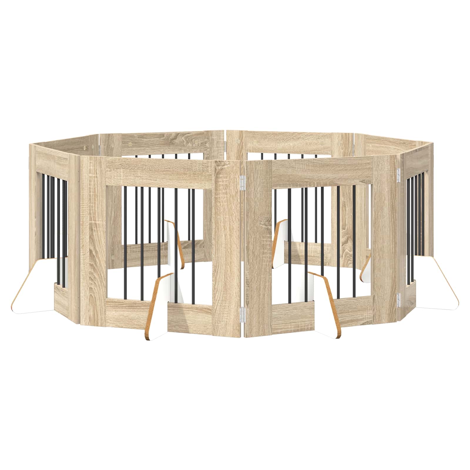 Foldable Dog Gate with Stands 8 pcs Sonoma Oak 60 cm